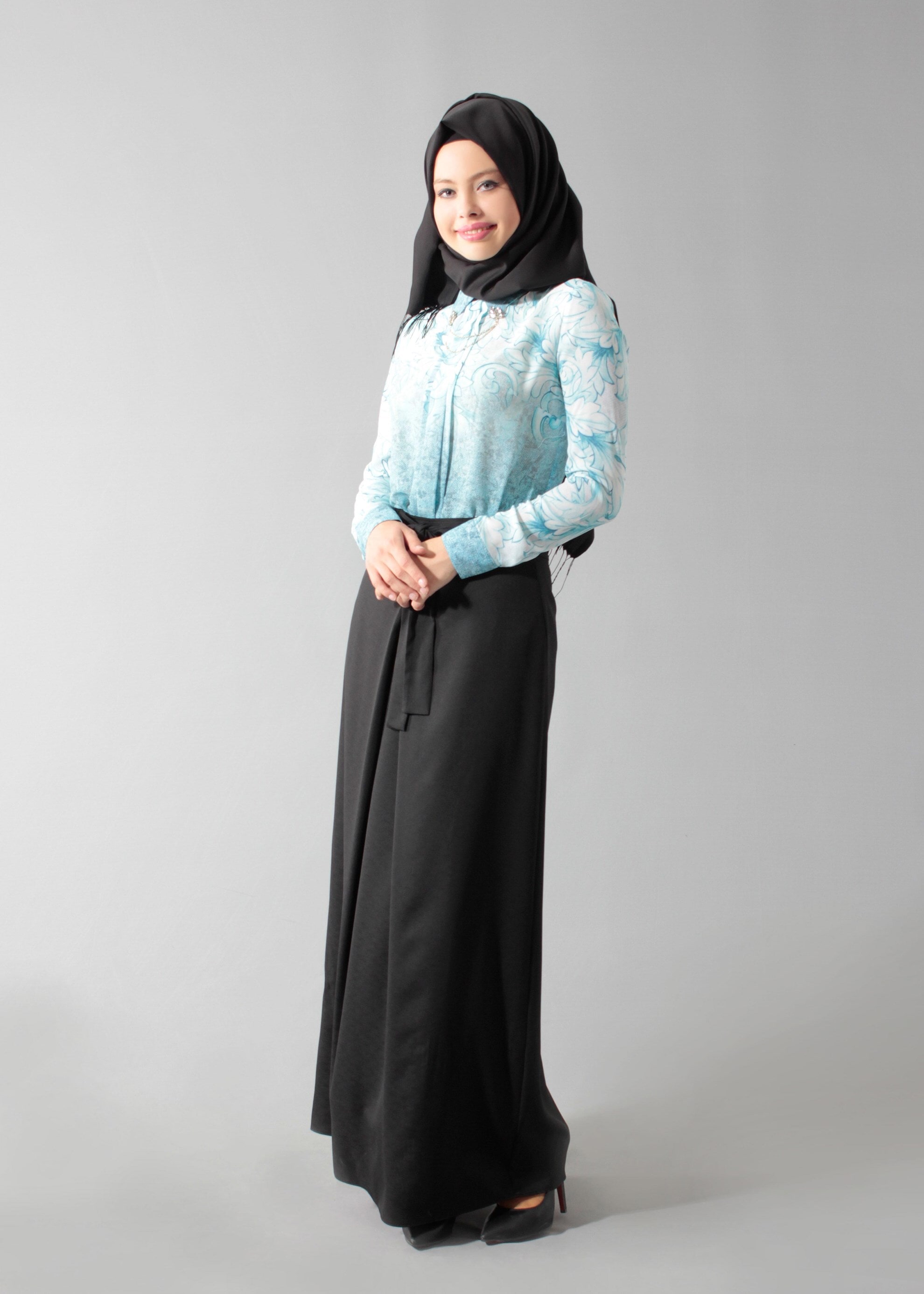 Tesettür giyim MAVİ 4509 Queen 21068 Tesettür Bluz 40/48 TEK38