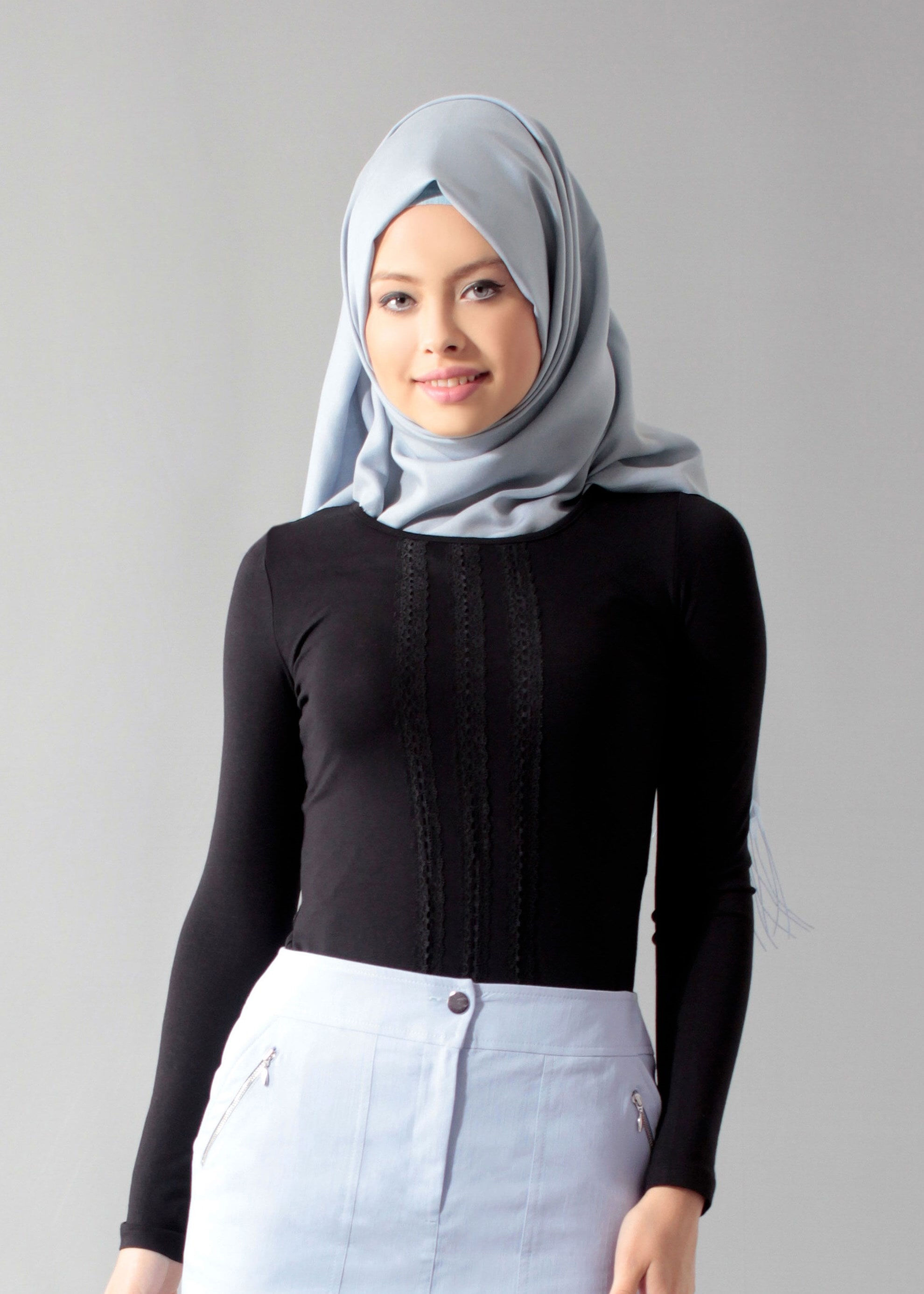 Tesettür giyim SİYAH 4563 New Viscon Lycra Bluz 38/46