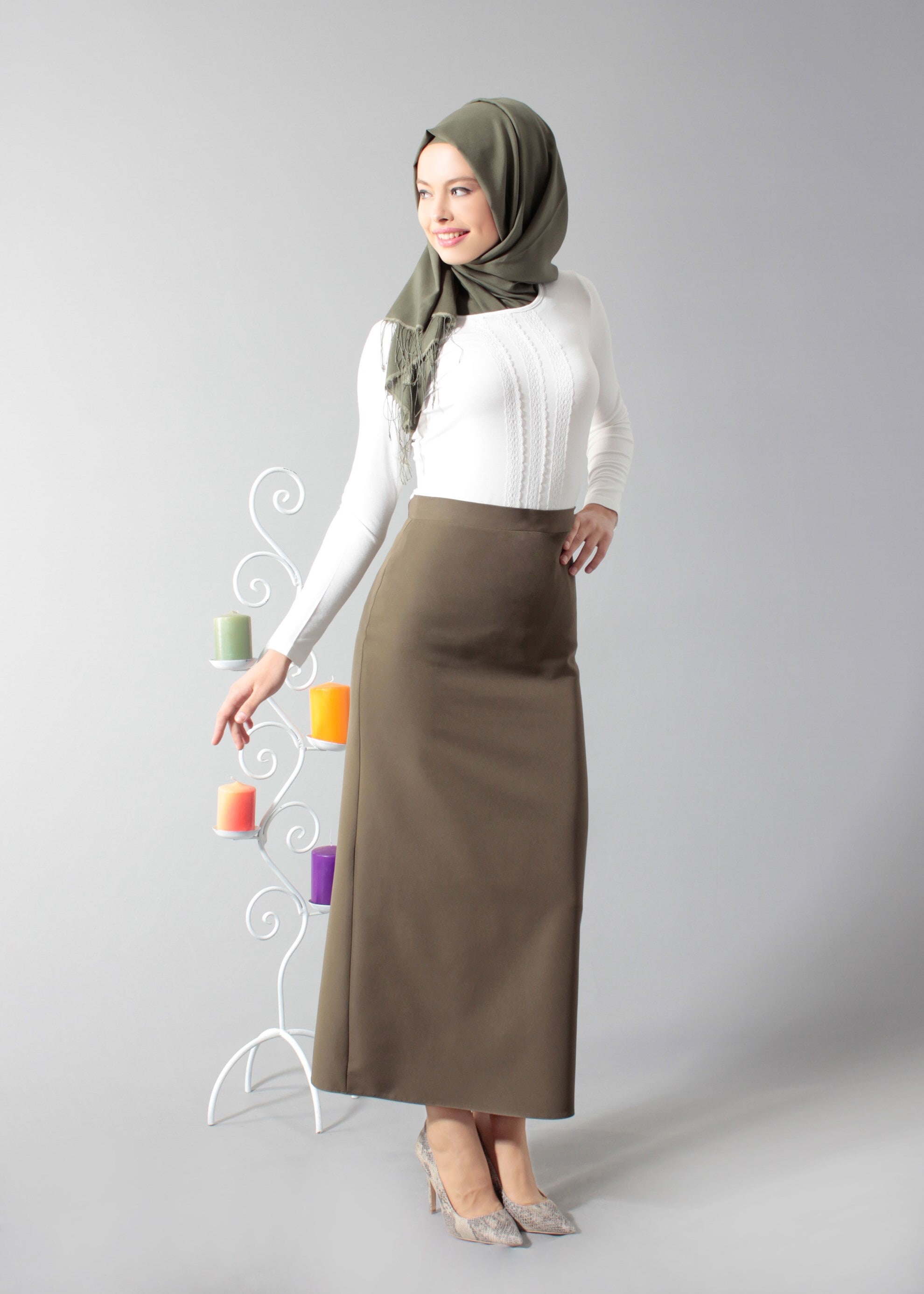 Tesettür giyim BEYAZ 4563 New Viscon Lycra Bluz 38/46