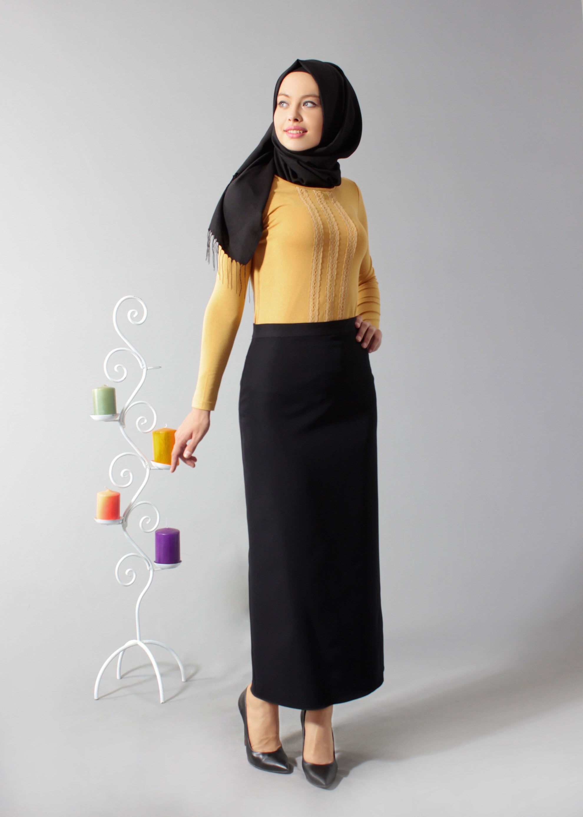 Tesettür giyim SARI 4563 New Viscon Lycra Bluz 38/46