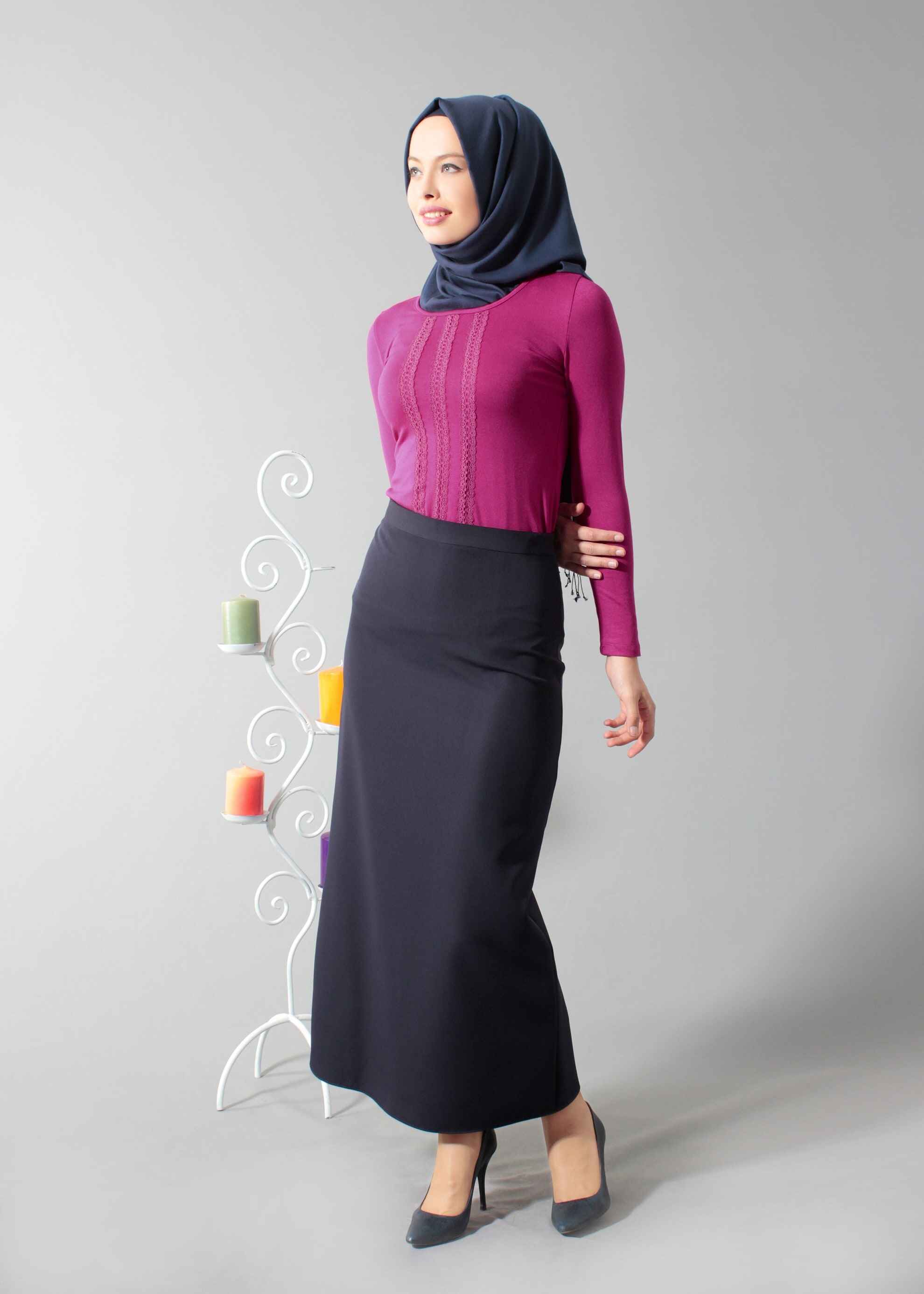 Tesettür giyim FUŞYA 4563 New Viscon Lycra Bluz 38/46