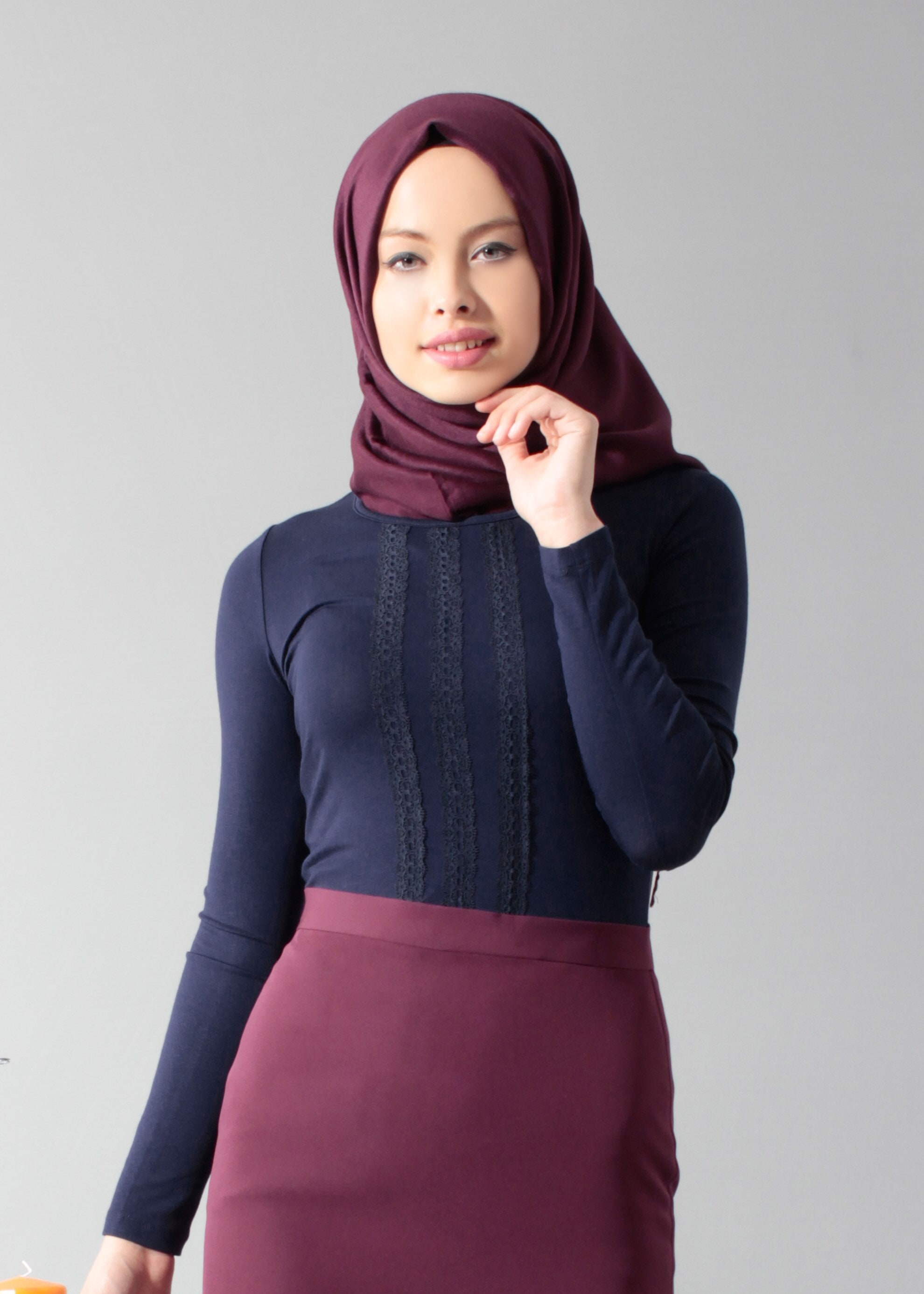 Tesettür giyim LACİVERT 4563 New Viscon Lycra Bluz 38/46