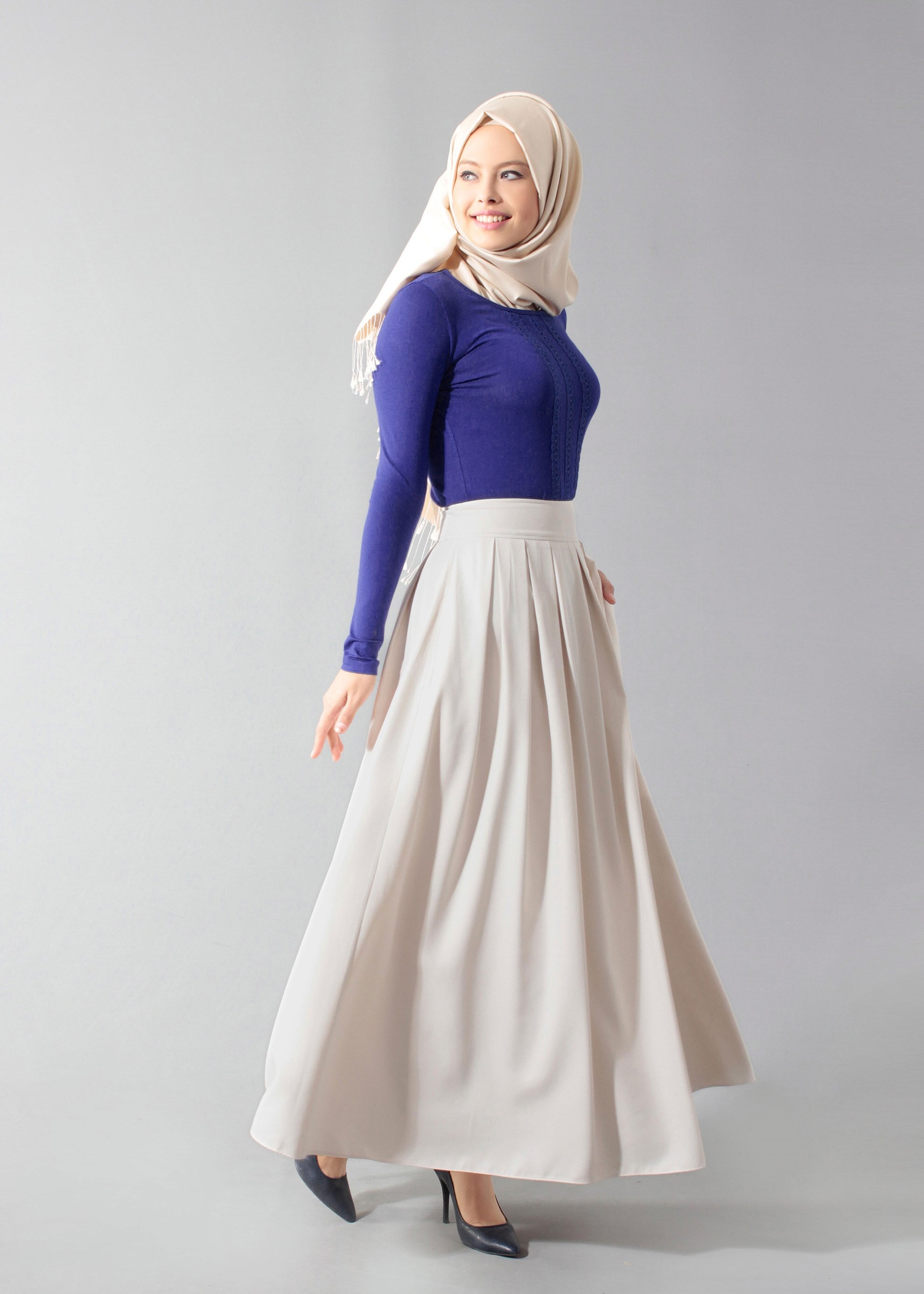 Tesettür giyim MAVİ 4563 New Viscon Lycra Bluz 38/46