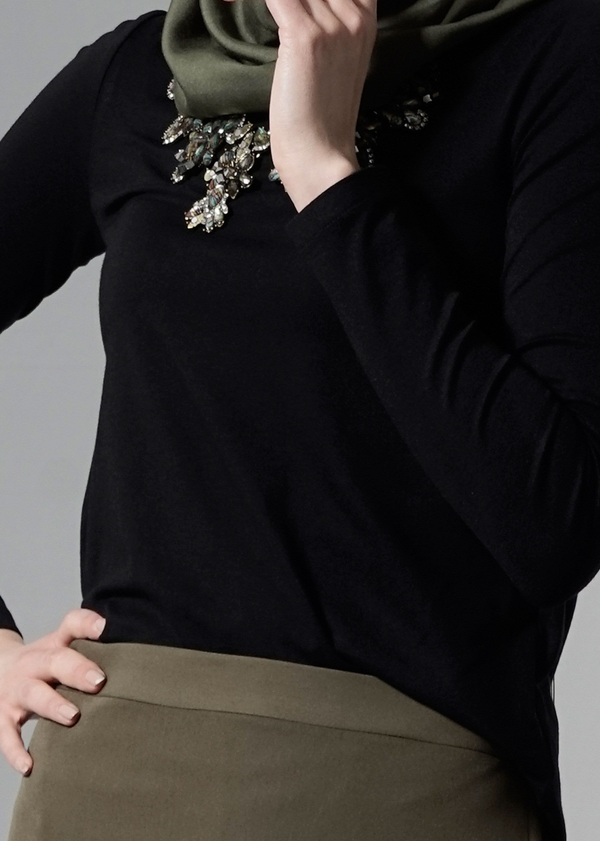 Tesettür giyim SİYAH 4565 New Viscon Lycra Tesettür Bluz 38/46