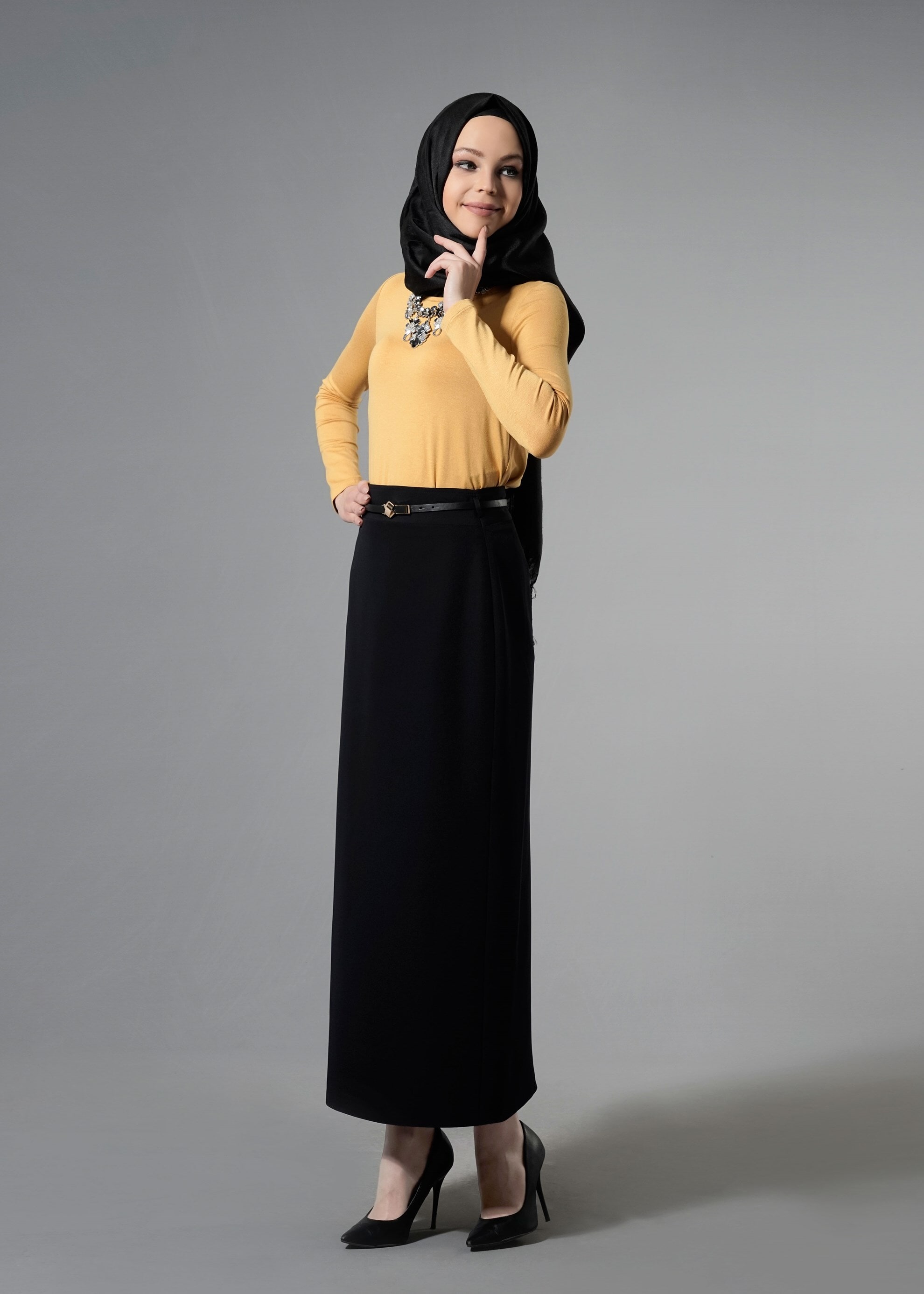 Tesettür giyim SARI 4565 New Viscon Lycra Tesettür Bluz 38/46