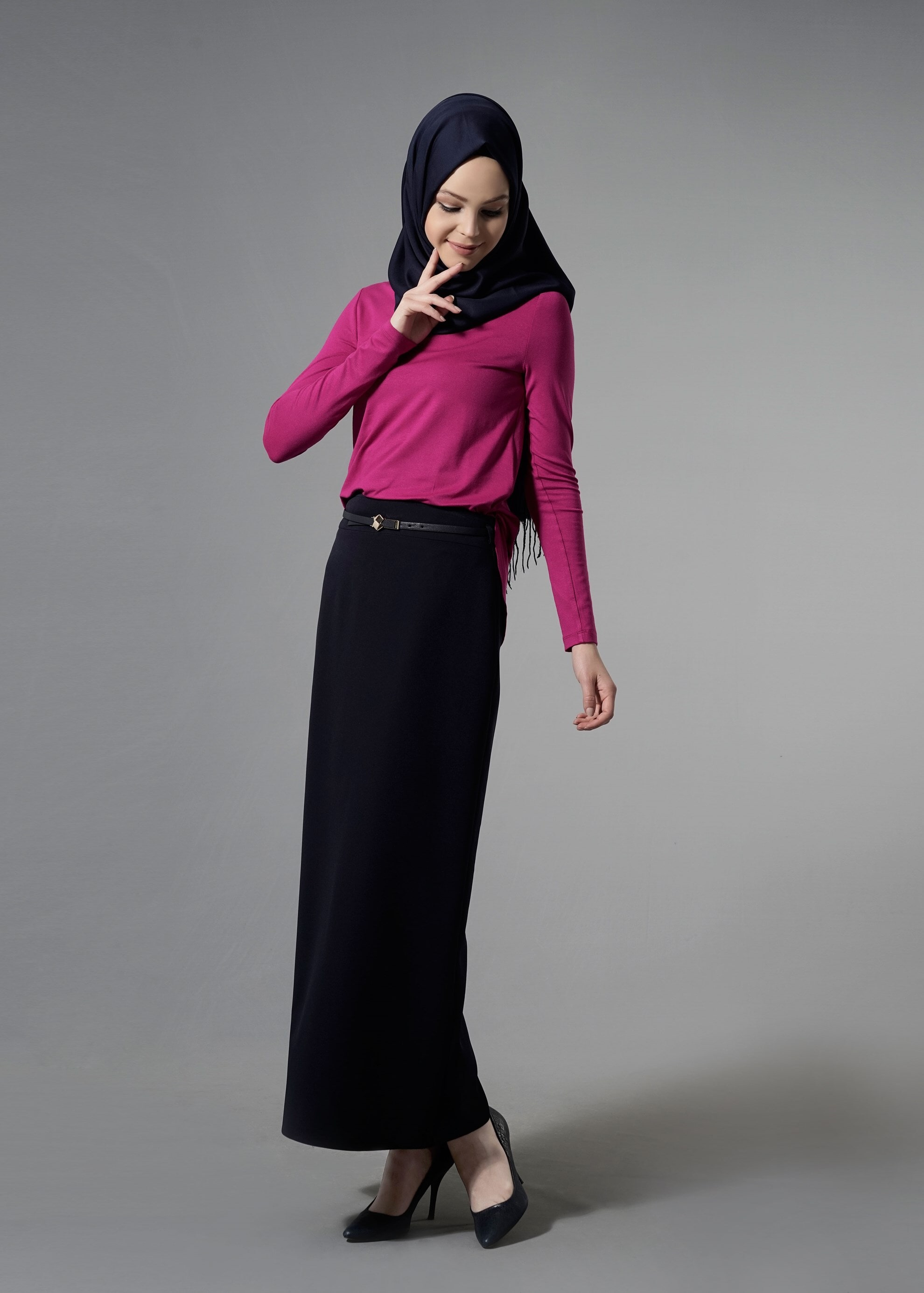 Tesettür giyim FUŞYA 4565 New Viscon Lycra Tesettür Bluz 38/46