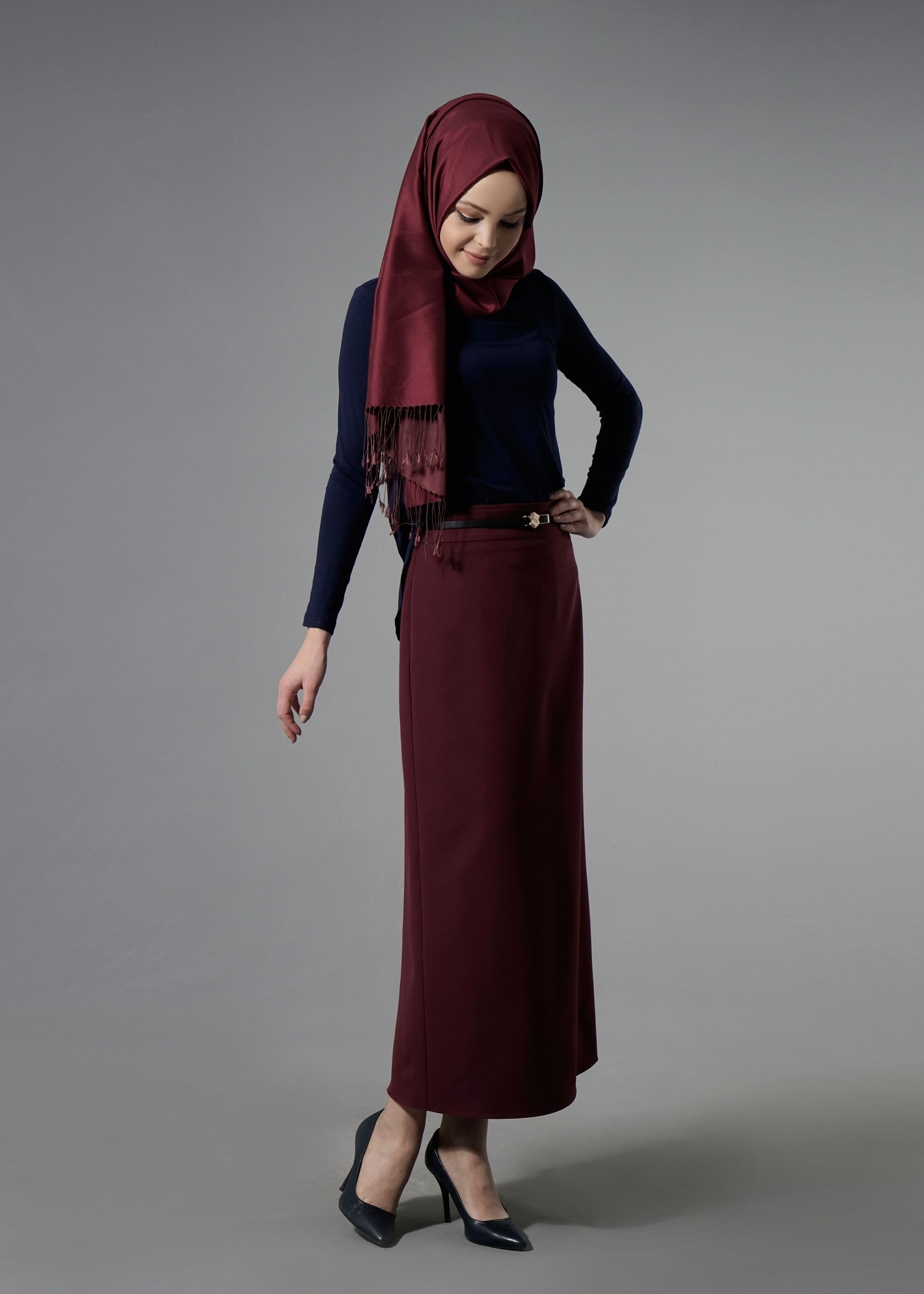 Tesettür giyim LACİVERT 4565 New Viscon Lycra Tesettür Bluz 38/46