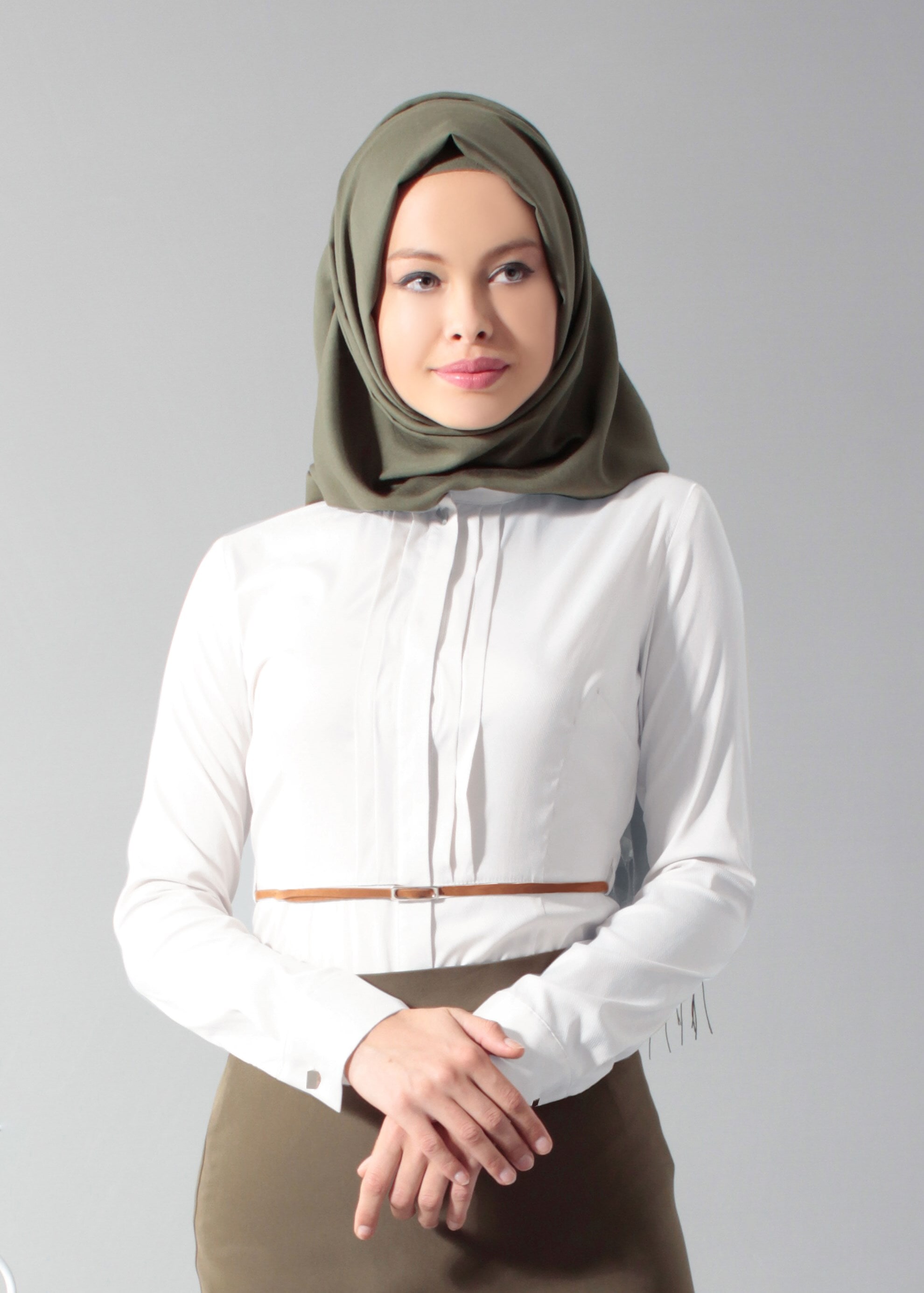 Tesettür giyim BEYAZ 4590 Selena Diagonal Tesettür Bluz 38/44 TEK40