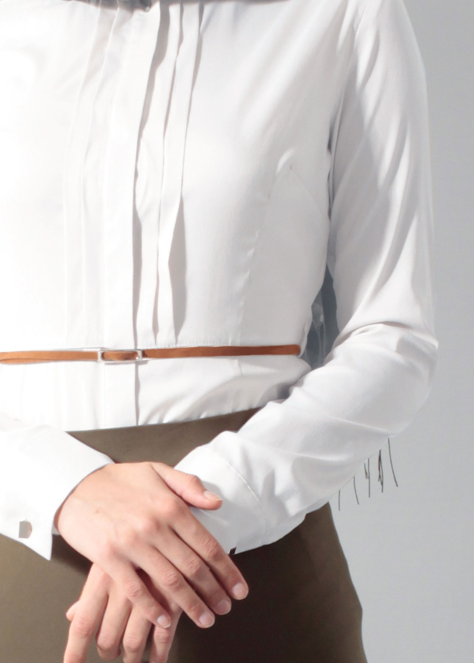 Tesettür giyim BEYAZ 4590 Selena Diagonal Tesettür Bluz 38/44 TEK40