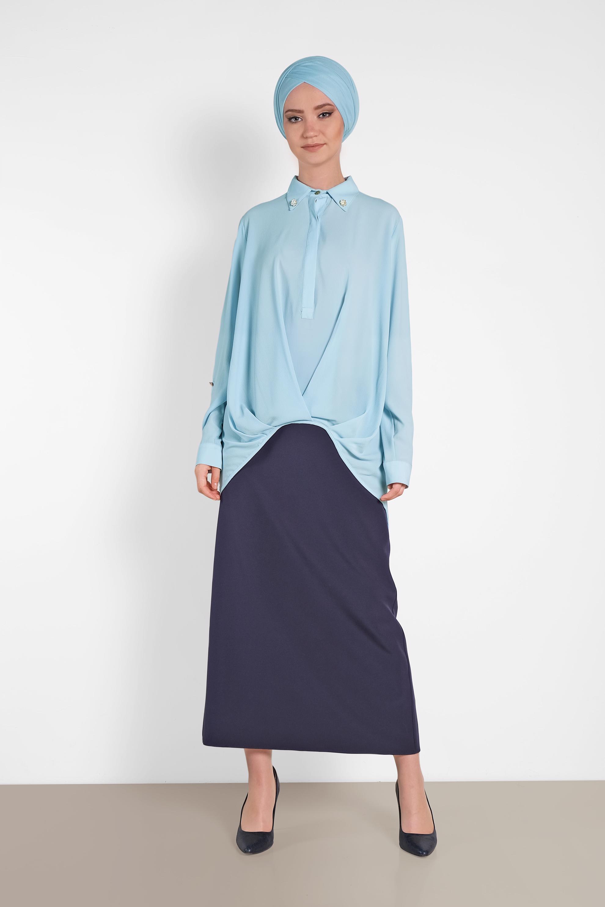 Tesettür giyim MAVİ 4607 Lima Tesettür 7536 Bluz 36/44 TEK38