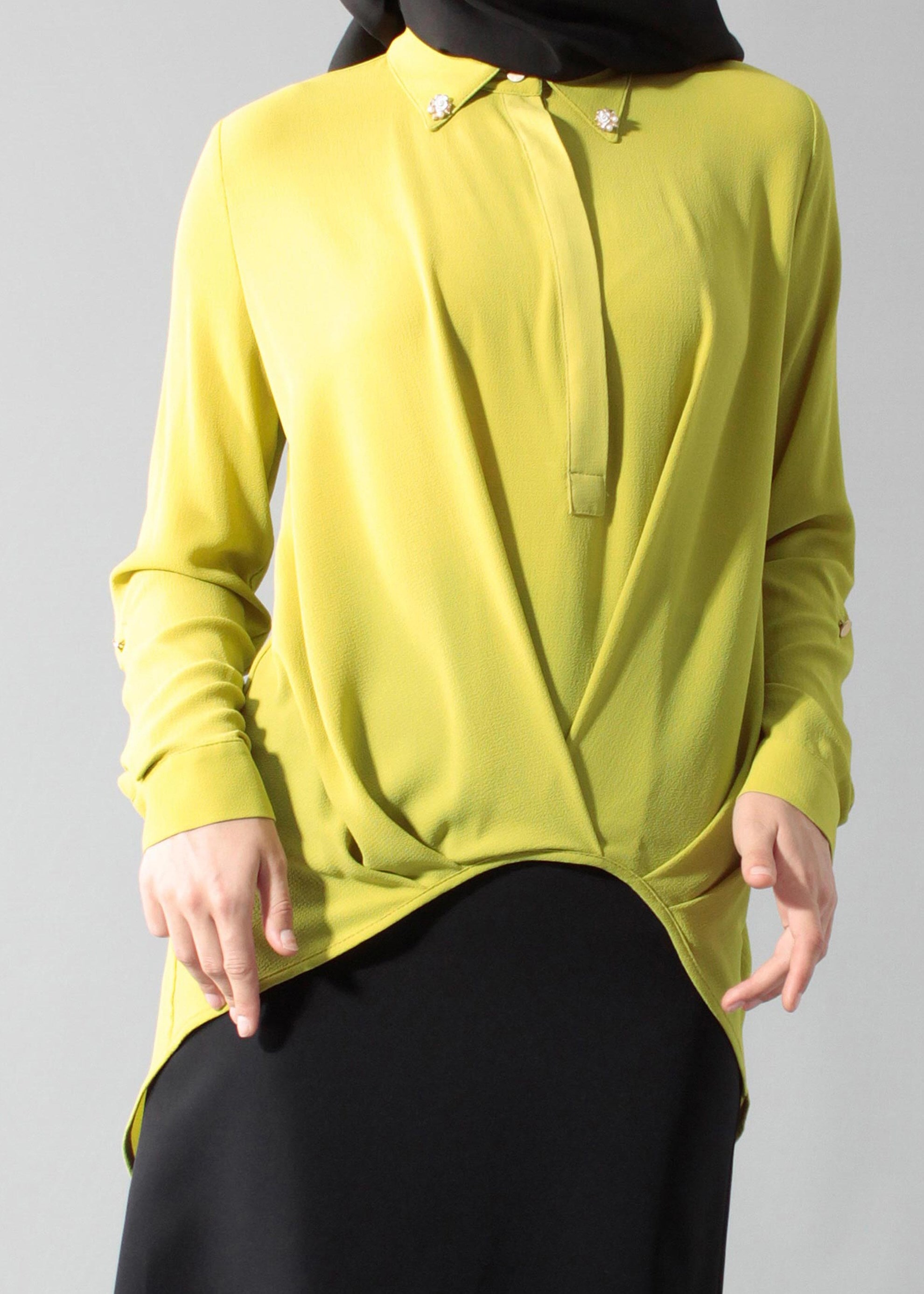 Tesettür giyim YEŞİL 4607 Lima Tesettür 7536 Bluz 36/44 TEK38