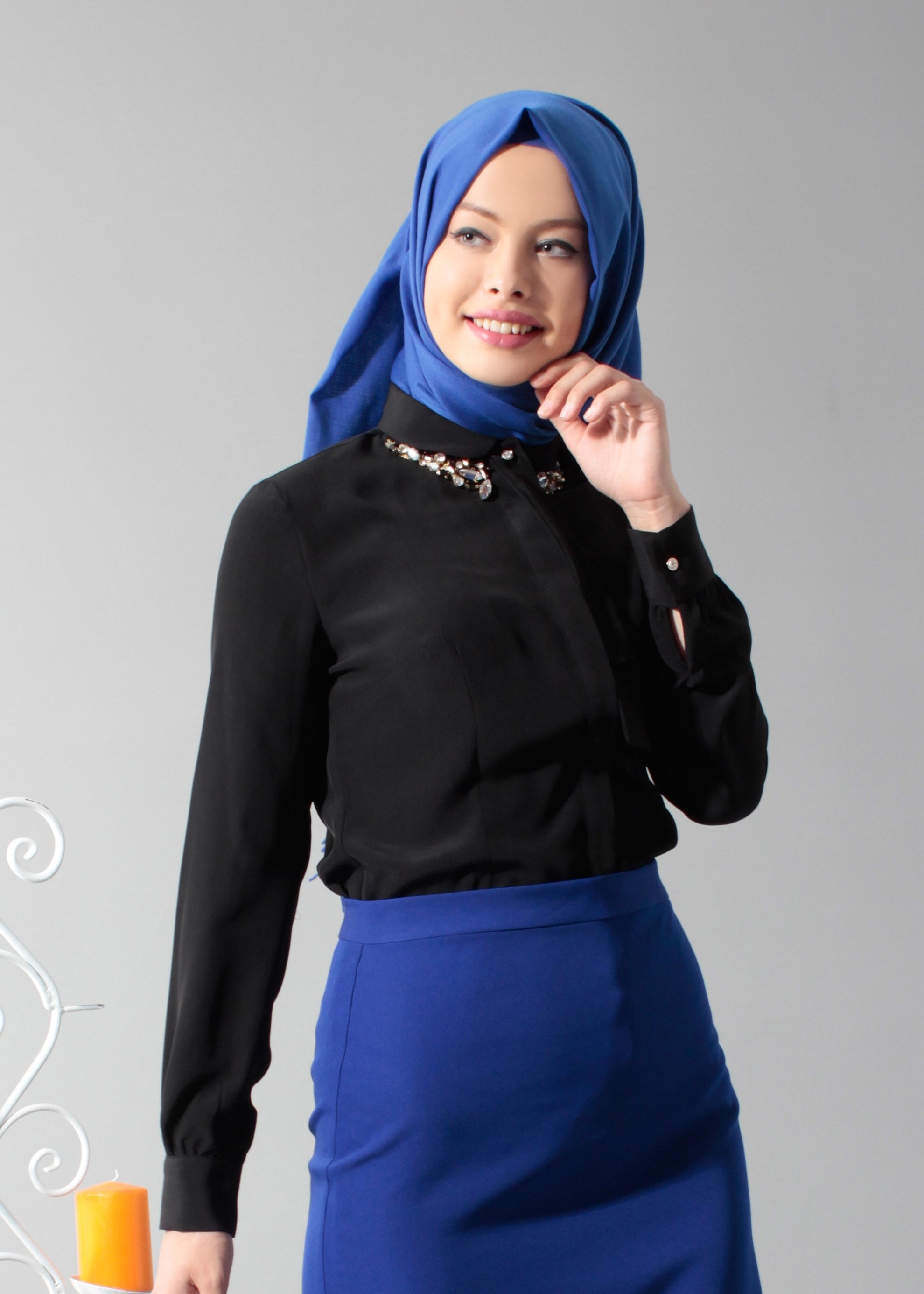 Tesettür giyim SİYAH 4608 Soft Tesettür Bluz 38/46 TEK40