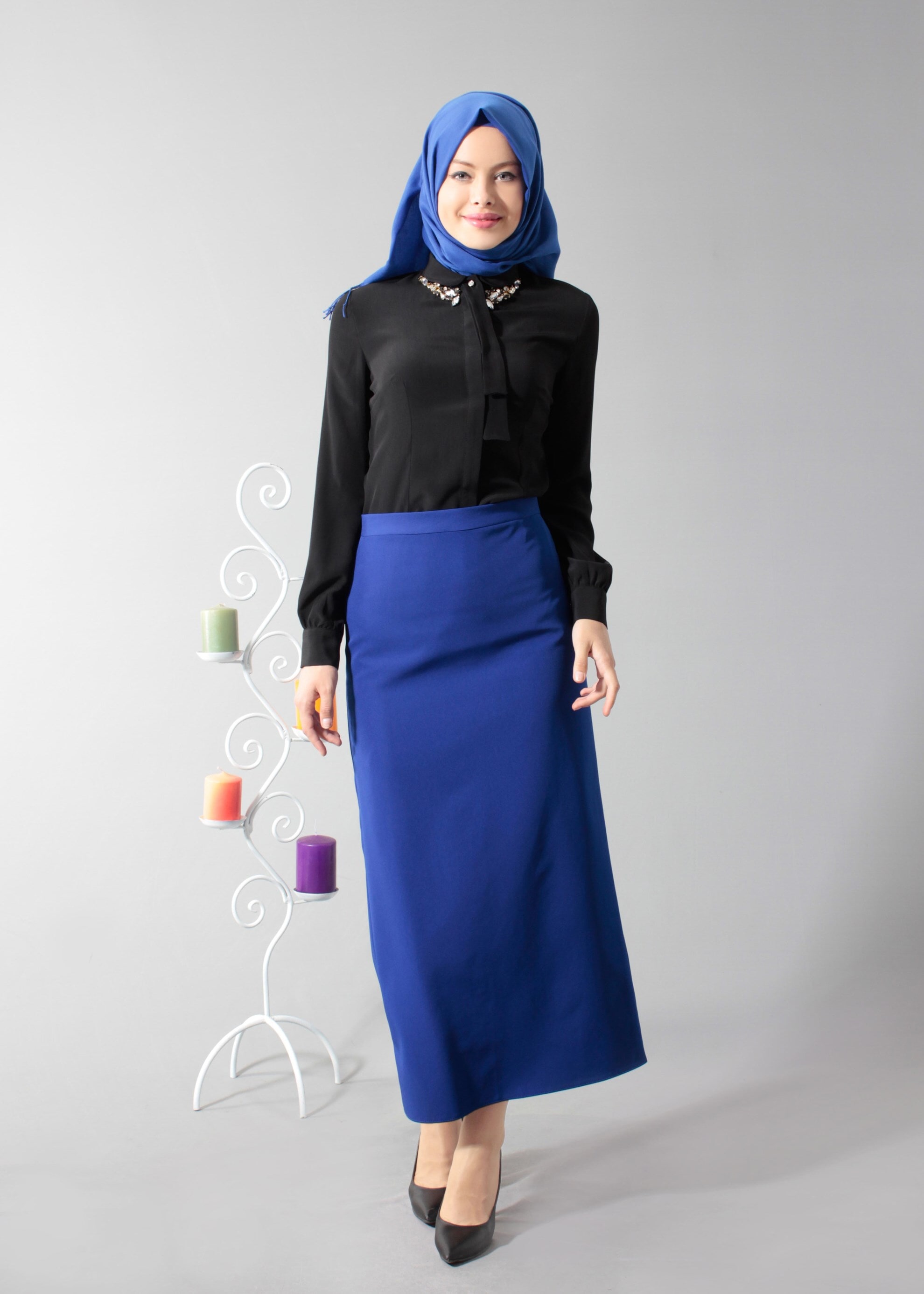 Tesettür giyim SİYAH 4608 Soft Tesettür Bluz 38/46 TEK40