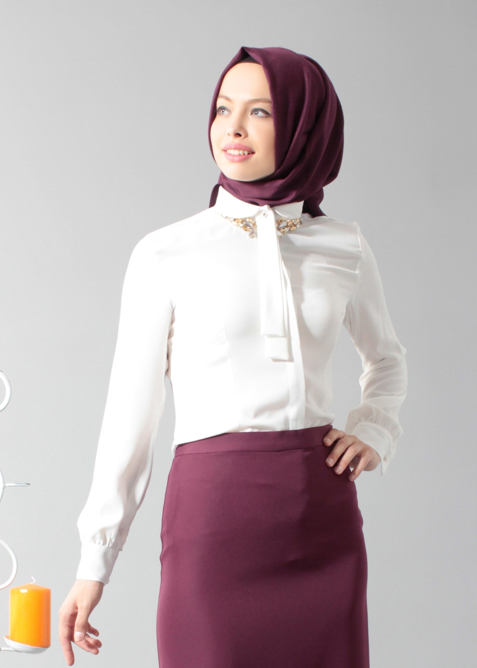 Tesettür giyim BEYAZ 4608 Soft Tesettür Bluz 38/46 TEK40