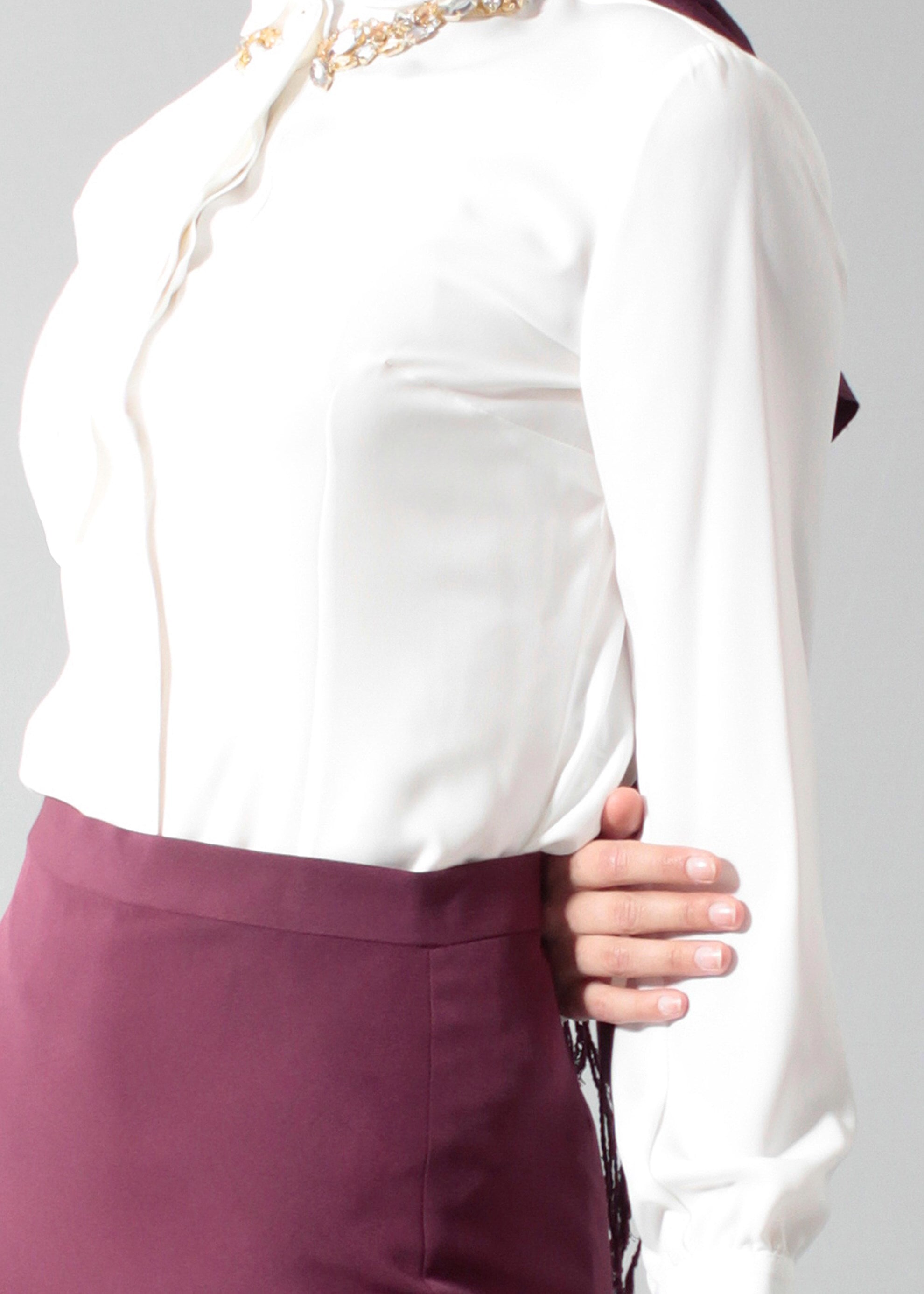 Tesettür giyim BEYAZ 4608 Soft Tesettür Bluz 38/46 TEK40