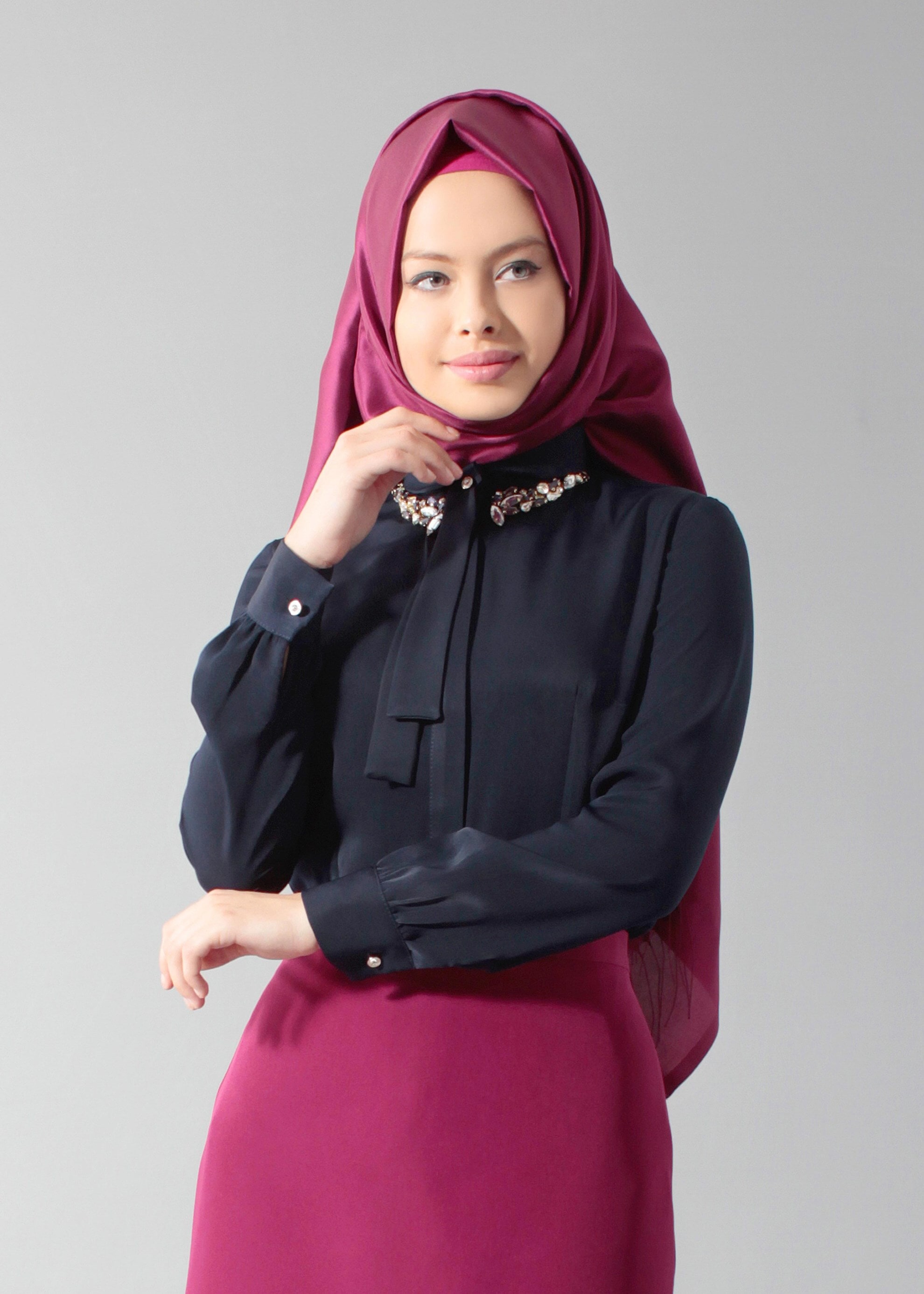 Tesettür giyim LACİVERT 4608 Soft Tesettür Bluz 38/46 TEK40