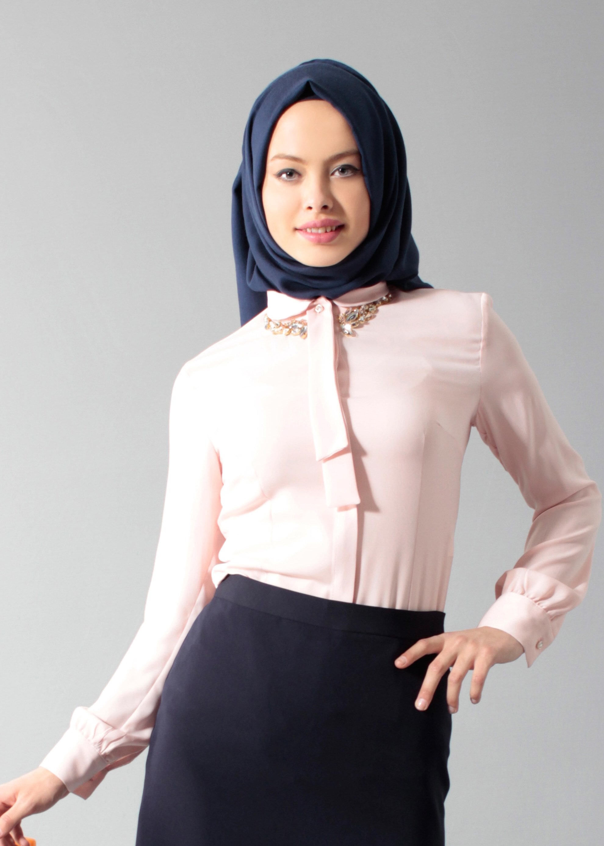 Tesettür giyim PUDRA 4608 Soft Tesettür Bluz 38/46 TEK40