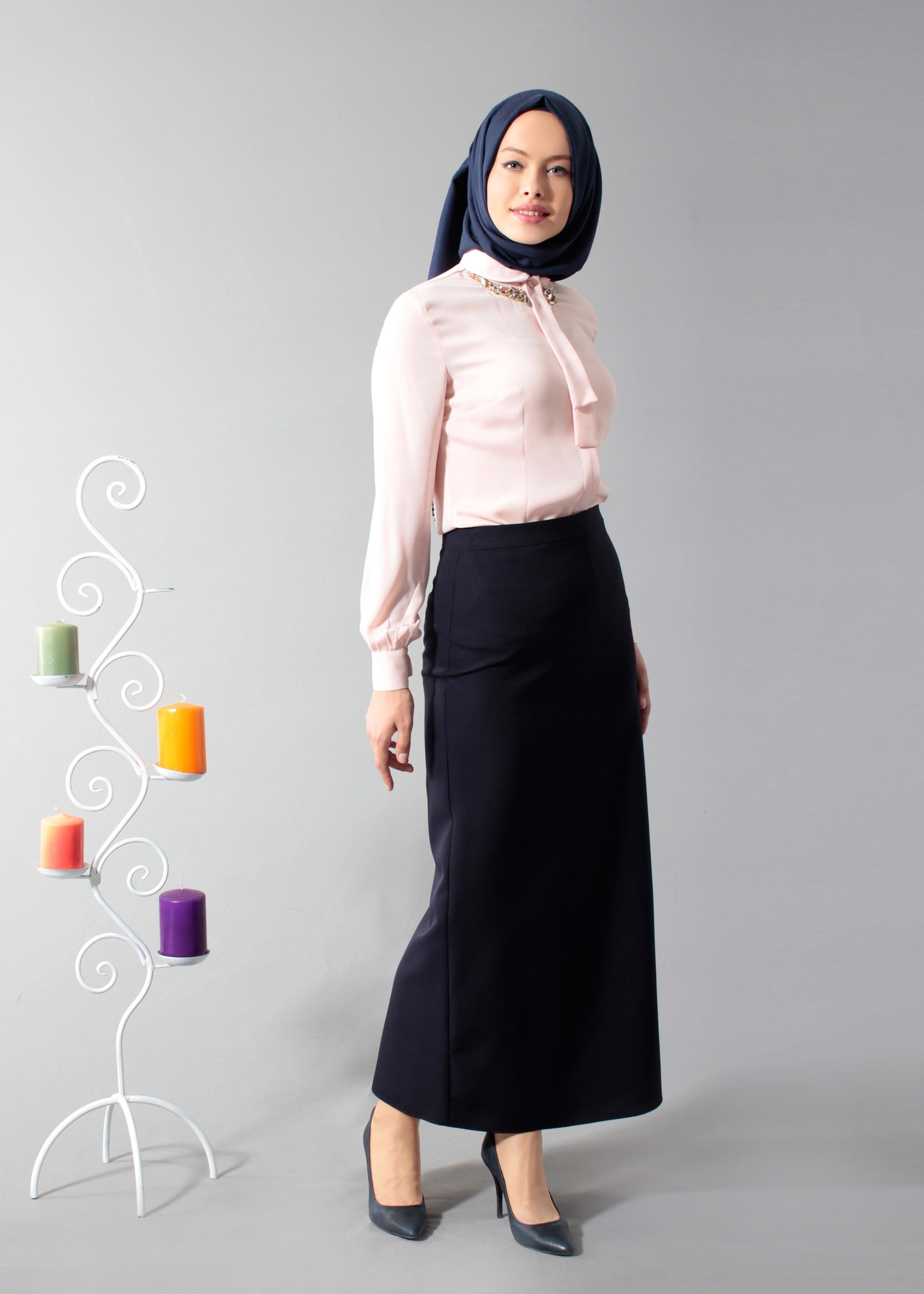 Tesettür giyim PUDRA 4608 Soft Tesettür Bluz 38/46 TEK40