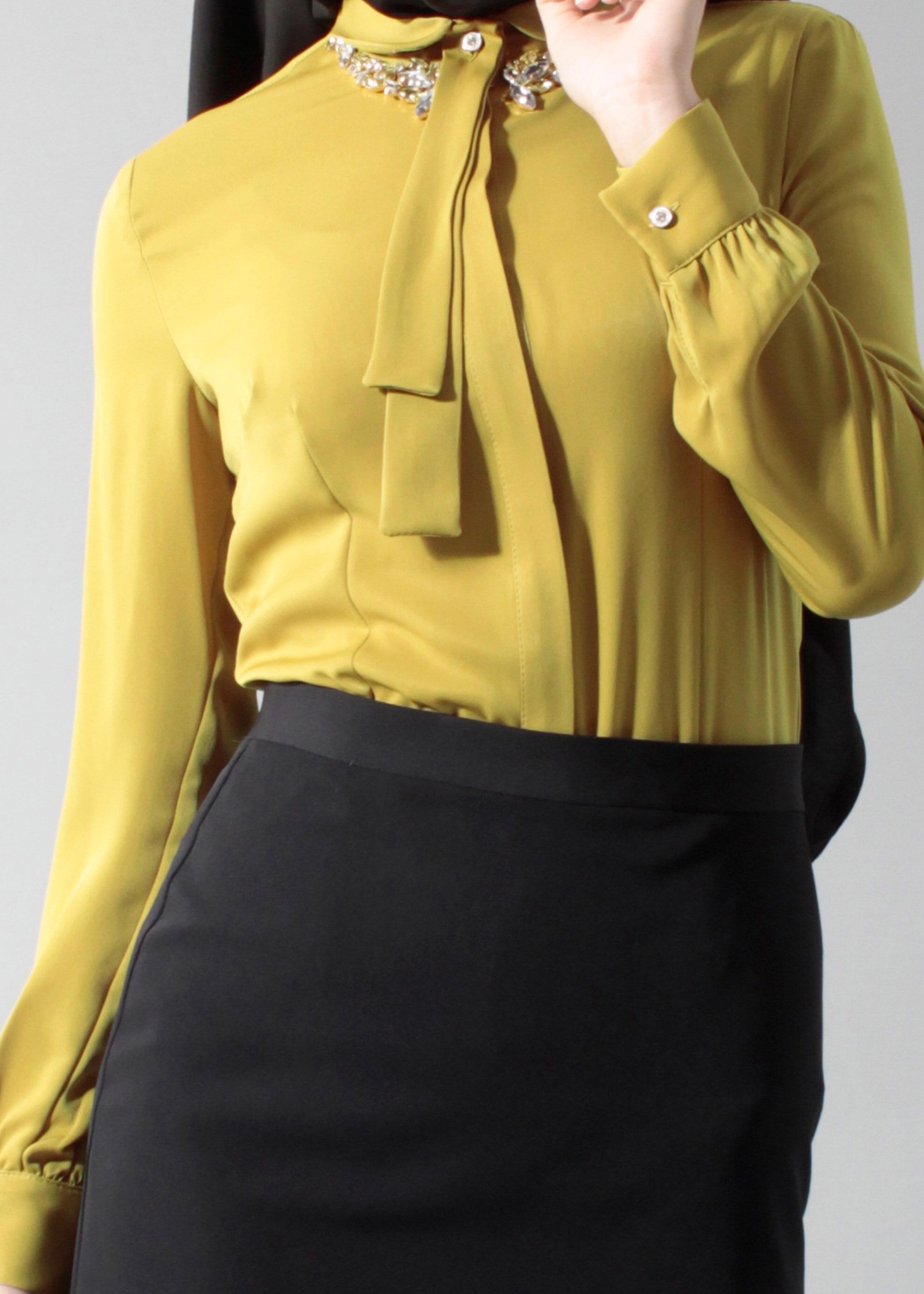 Tesettür giyim YEŞİL 4608 Soft Tesettür Bluz 38/46 TEK40