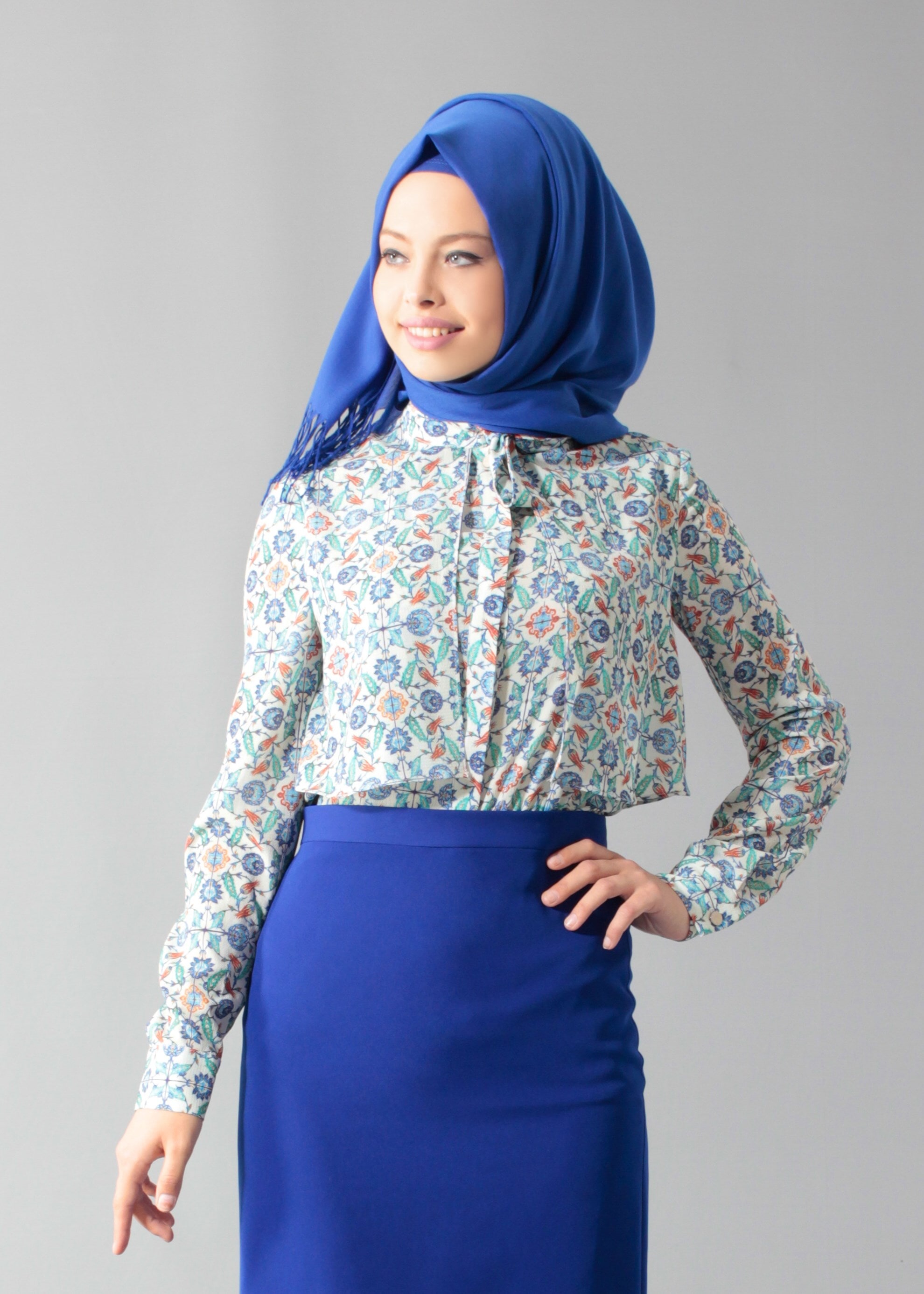 Tesettür giyim LACİVERT 4627 Burble 7946 Tesettür Bluz 38/44 TEK36