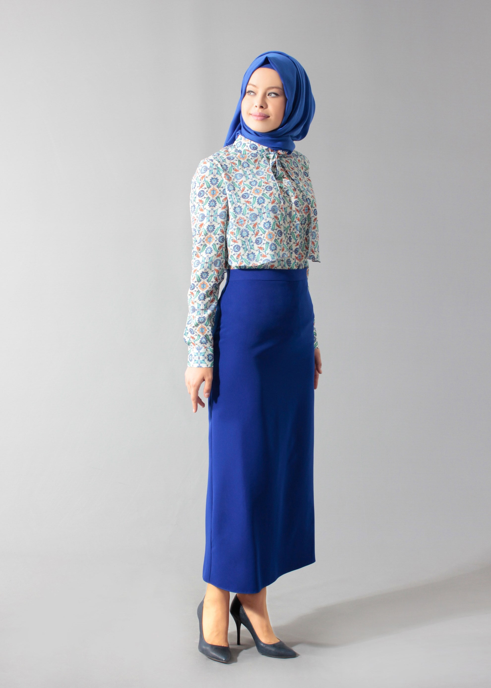 Tesettür giyim LACİVERT 4627 Burble 7946 Tesettür Bluz 38/44 TEK36