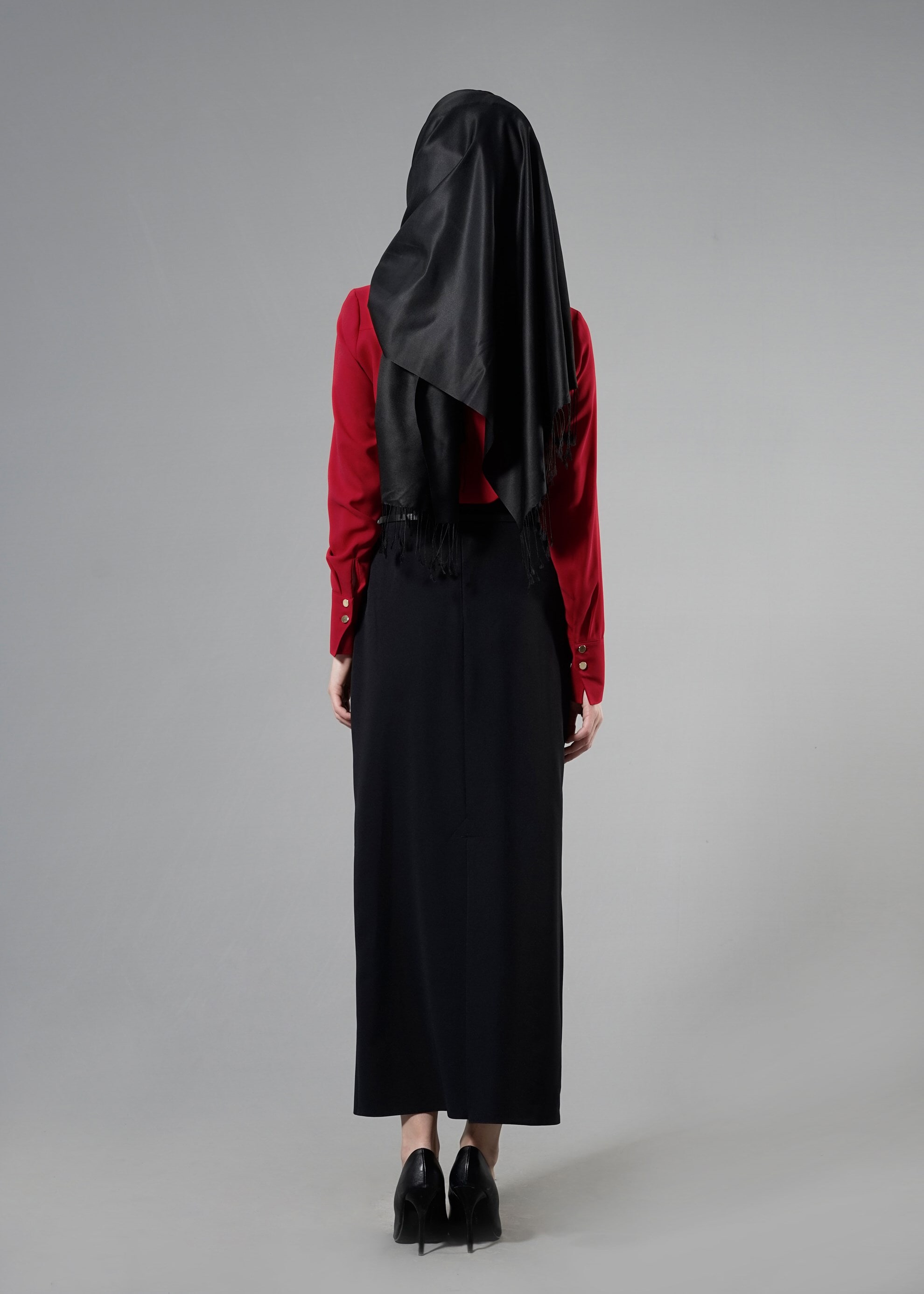 Tesettür giyim KIRMIZI 4374-1 Portre Tesettür Bluz 38/46 TEK40