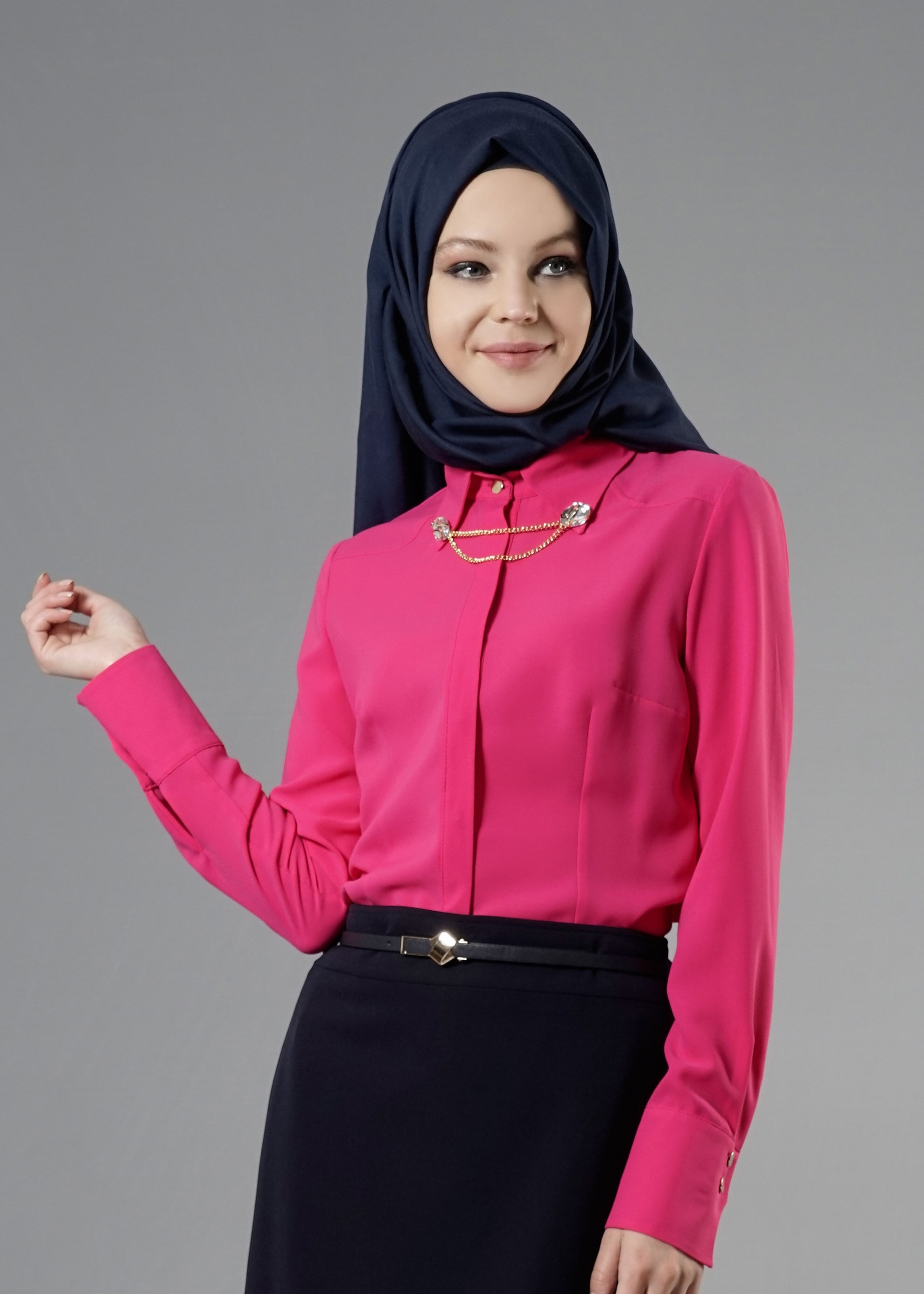 Tesettür giyim FUŞYA 4374-1 Portre Tesettür Bluz 38/46 TEK40