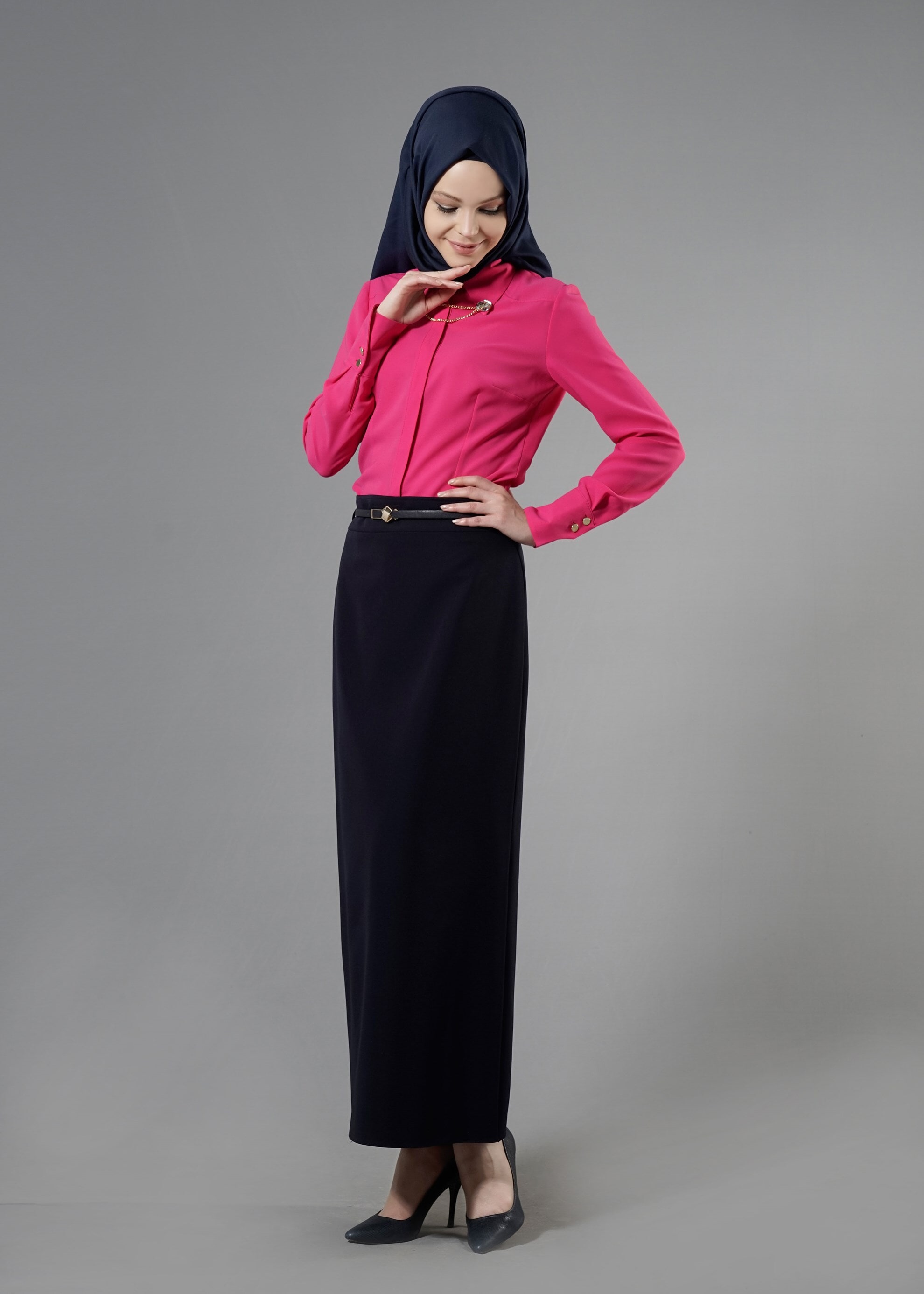 Tesettür giyim FUŞYA 4374-1 Portre Tesettür Bluz 38/46 TEK40