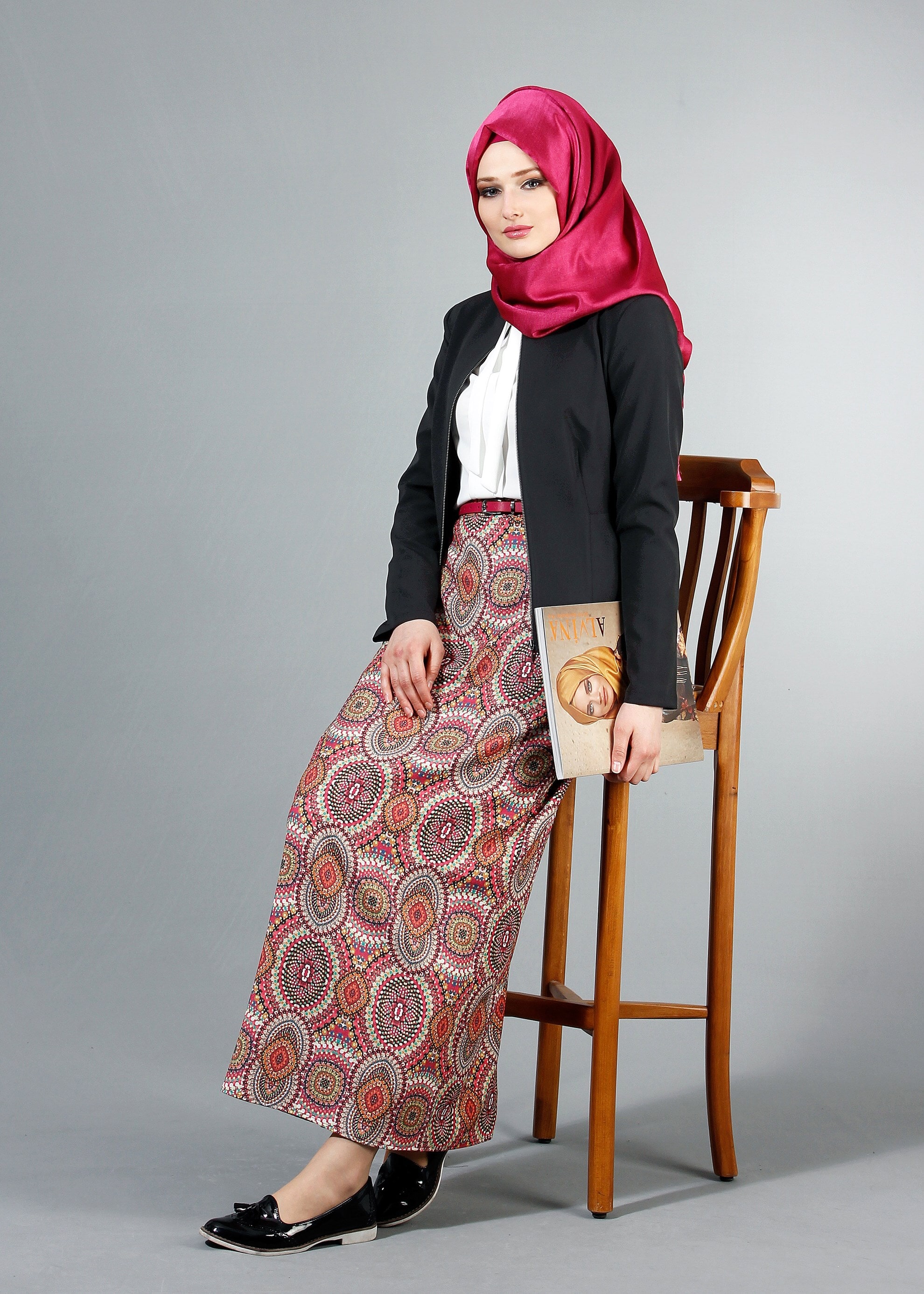 Tesettür giyim SİYAH 4347 Dilma Tesettür Ceket 36/42(38/40) TEK38