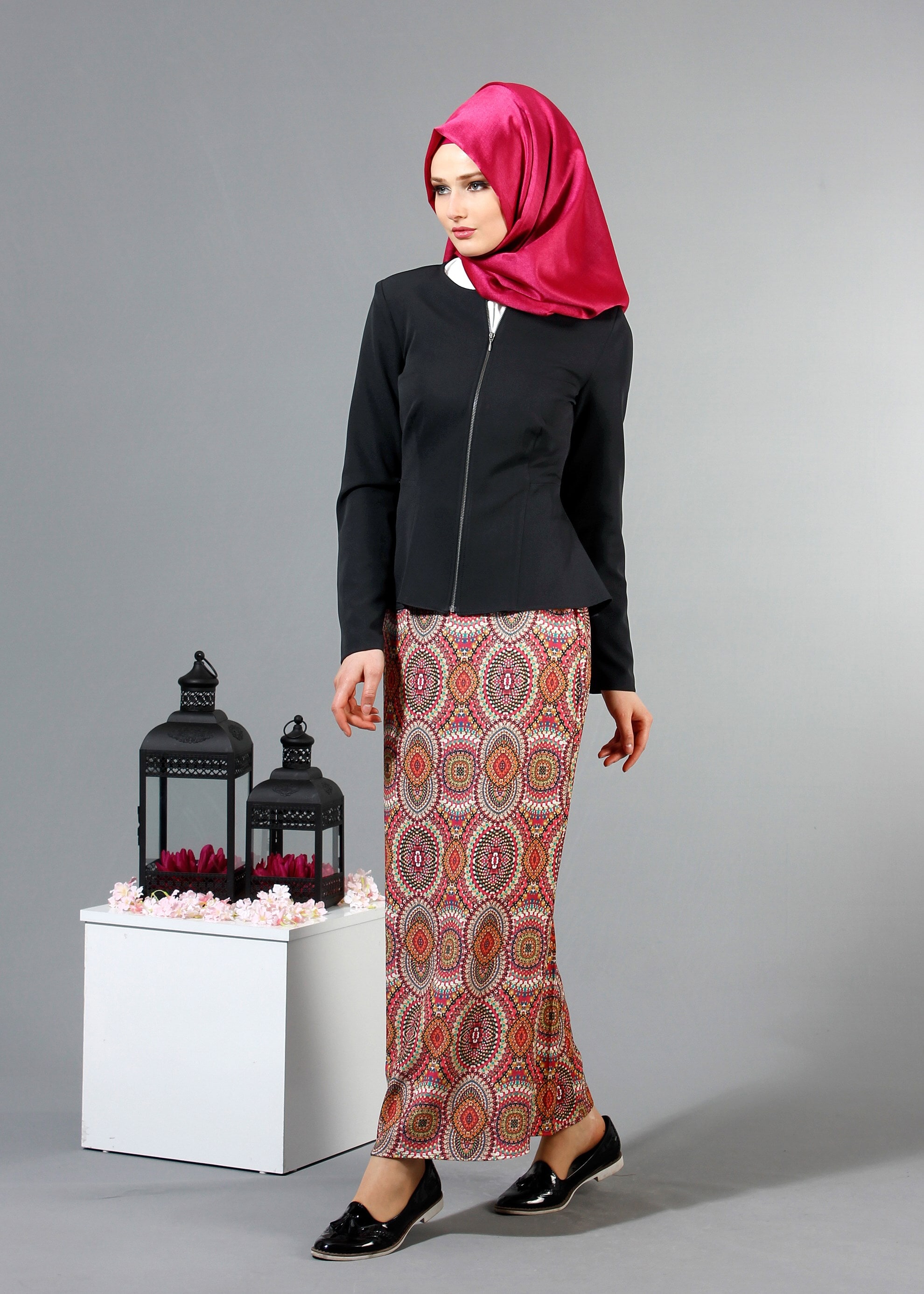 Tesettür giyim SİYAH 4347 Dilma Tesettür Ceket 36/42(38/40) TEK38