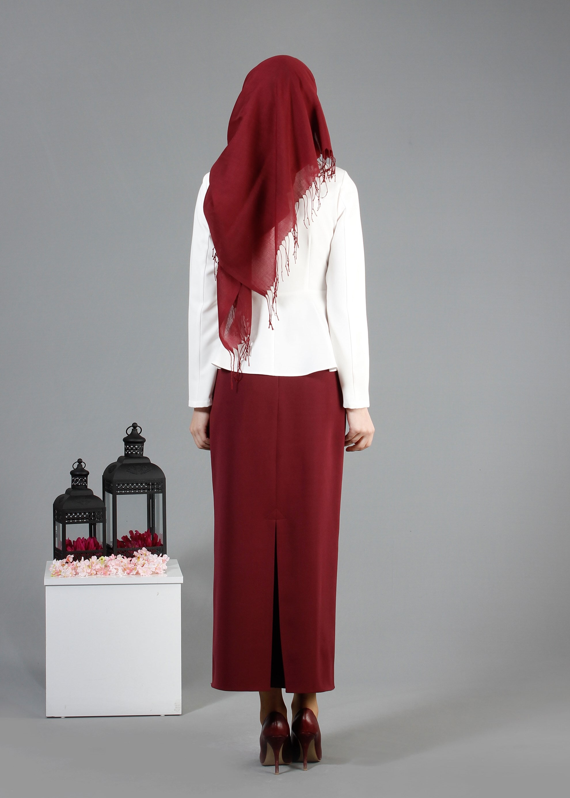 Tesettür giyim BEYAZ 4347 Dilma Tesettür Ceket 36/42(38/40) TEK38