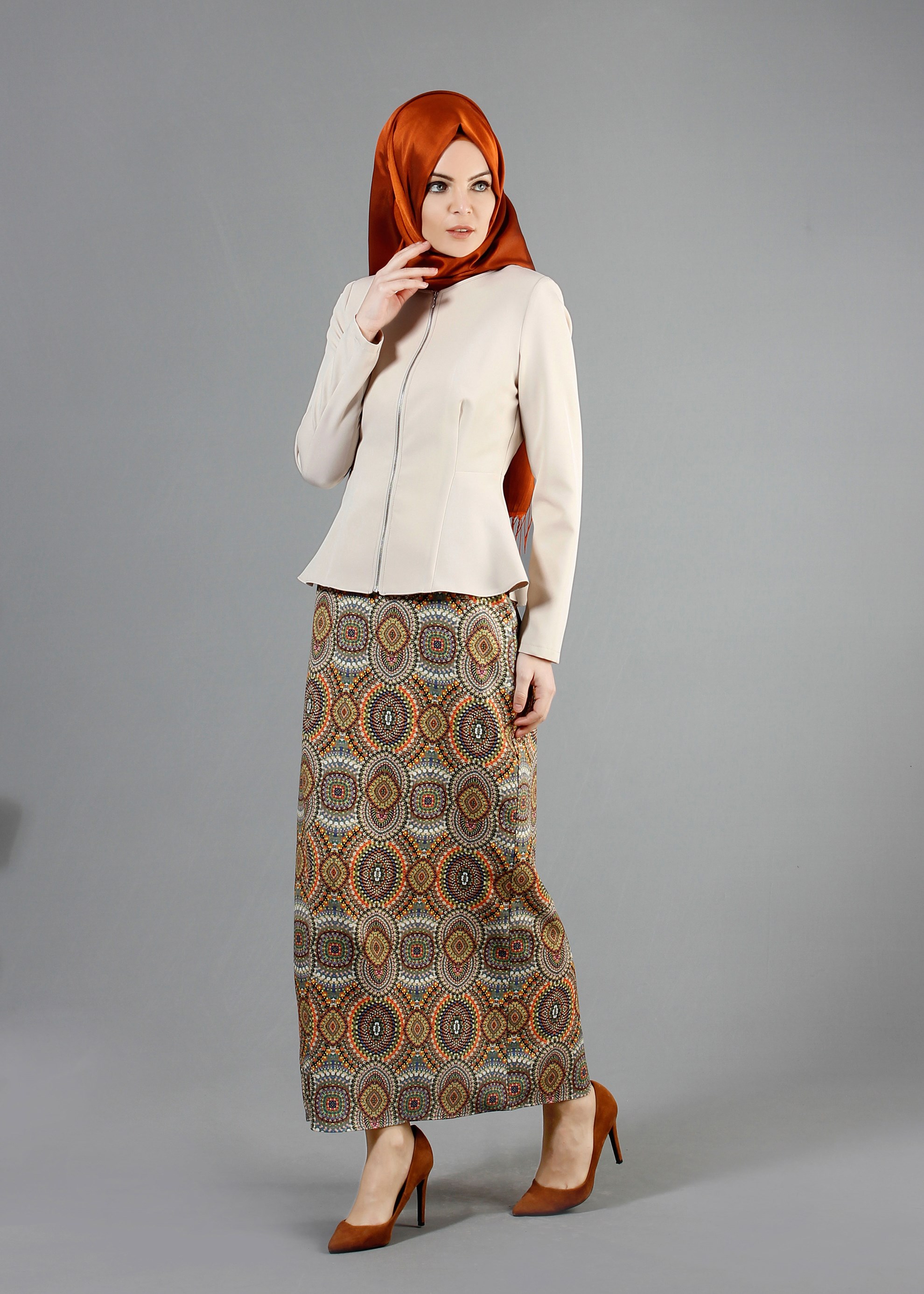 Tesettür giyim BEJ 4347 Dilma Tesettür Ceket 36/42(38/40) TEK38