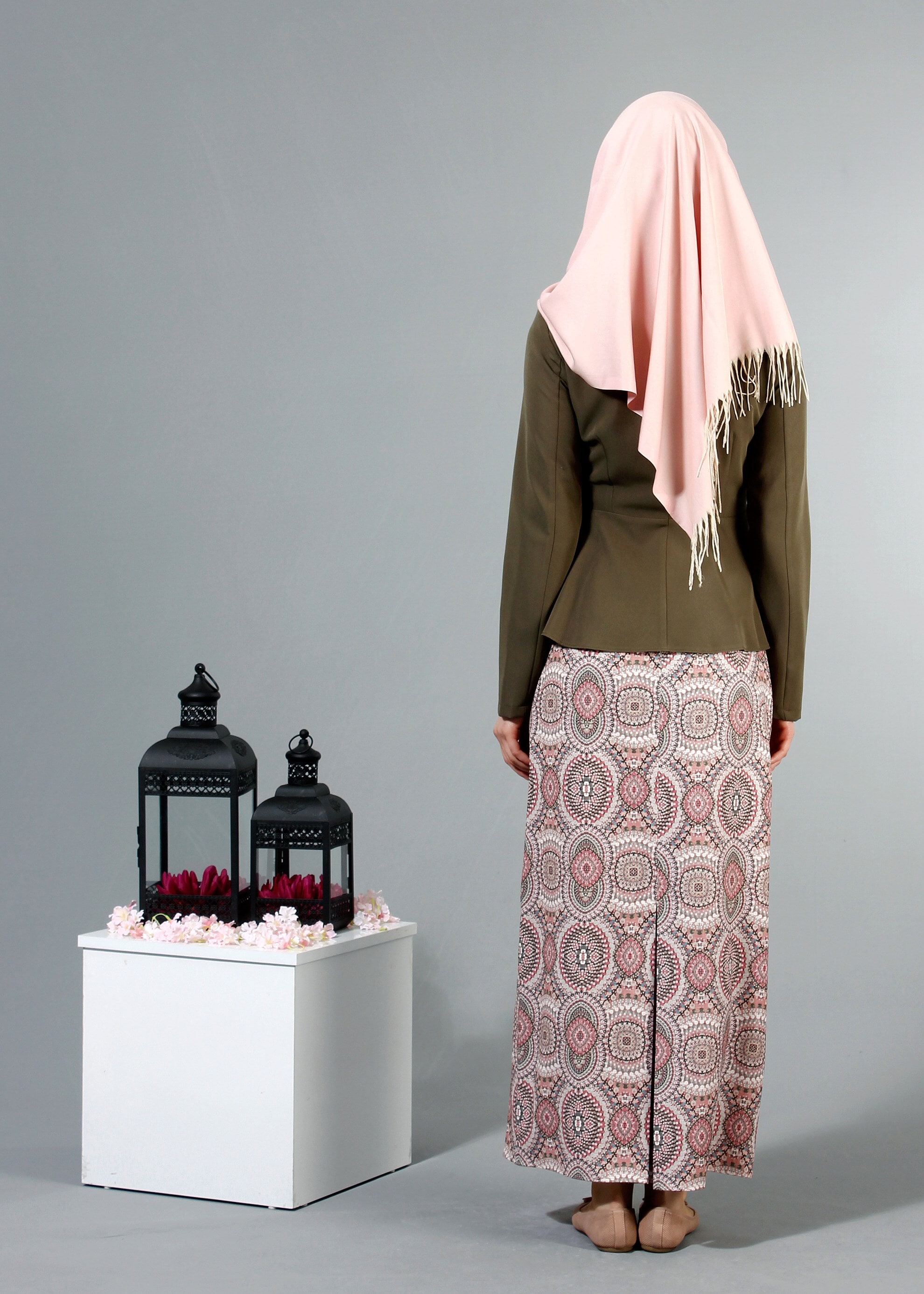 Tesettür giyim HAKİ 4347 Dilma Tesettür Ceket 36/42(38/40) TEK38