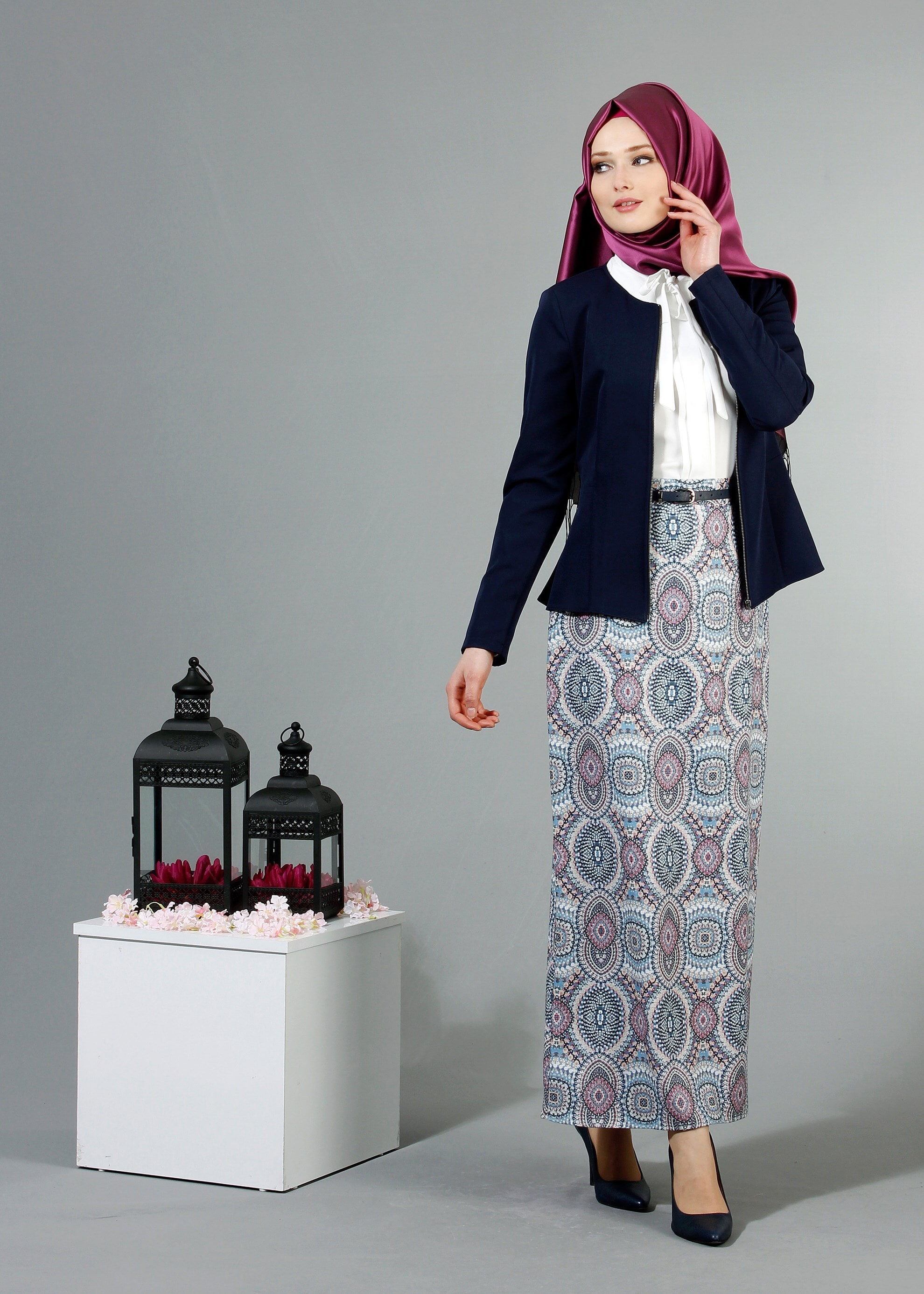 Tesettür giyim LACİVERT 4347 Dilma Tesettür Ceket 36/42(38/40) TEK38