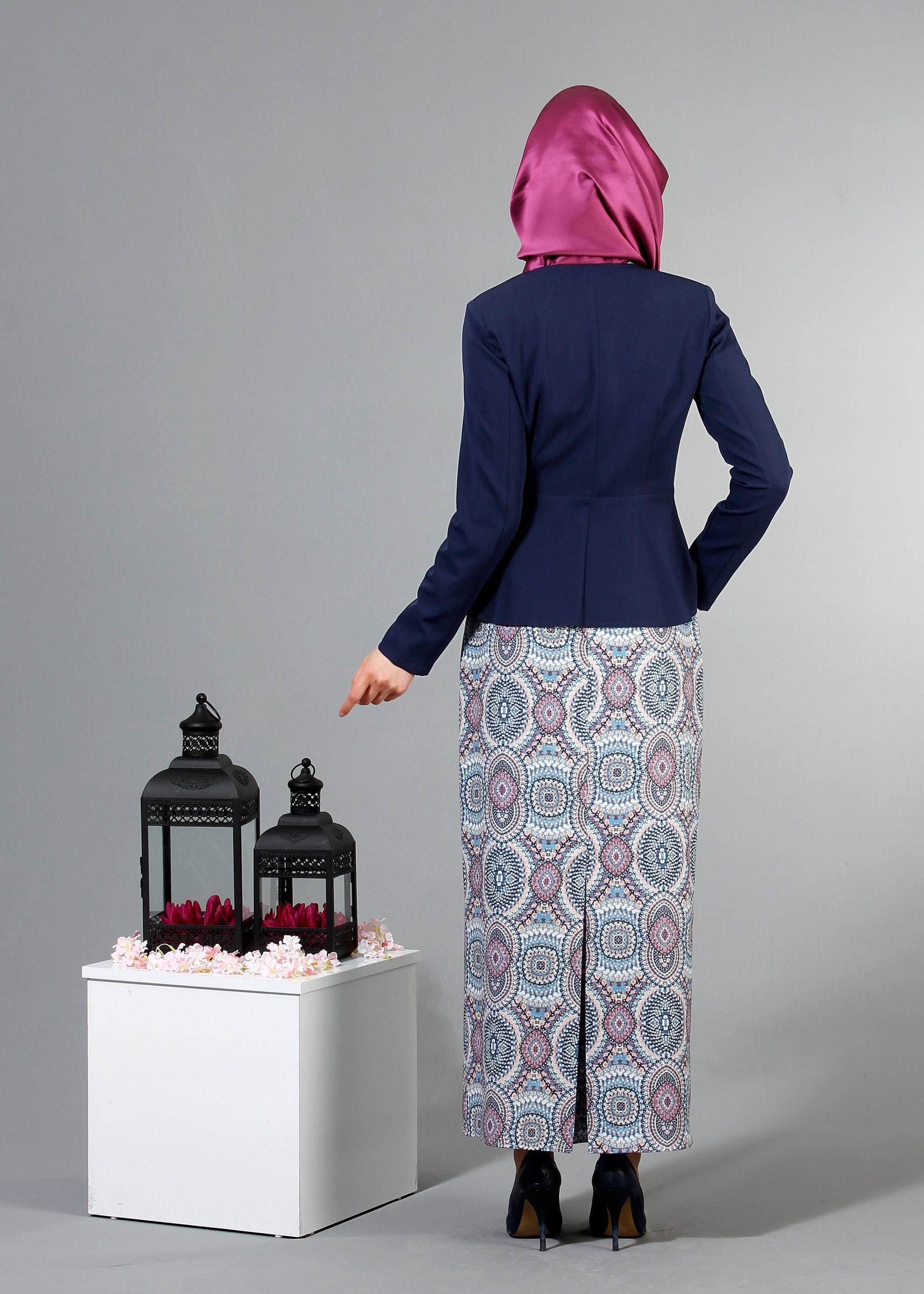 Tesettür giyim LACİVERT 4347 Dilma Tesettür Ceket 36/42(38/40) TEK38