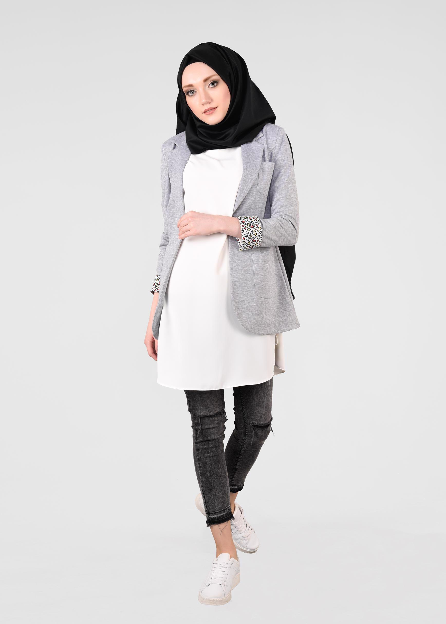 Tesettür giyim GRİ 4368 HİLDA CEKET 36/42(38-40) TEK36