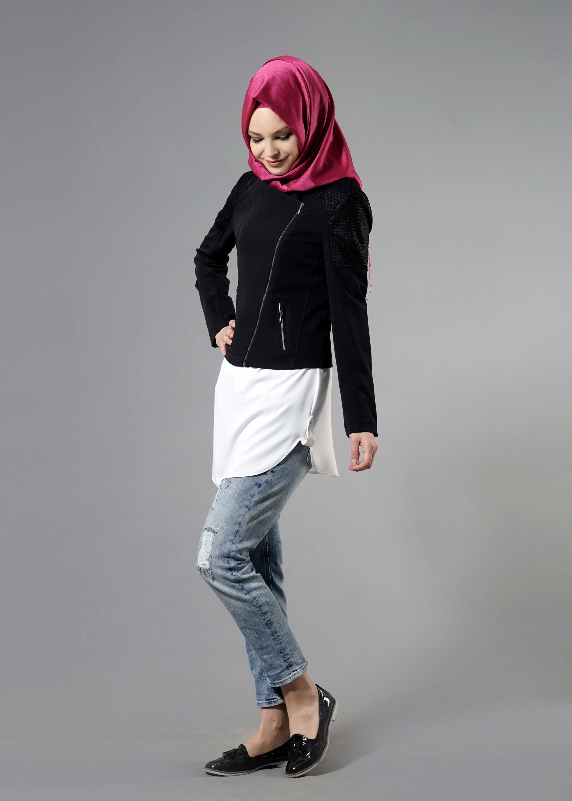 Tesettür giyim SİYAH 4398 Dilma Tesettür 43551 Ceket 36/42(38-40) TEK36