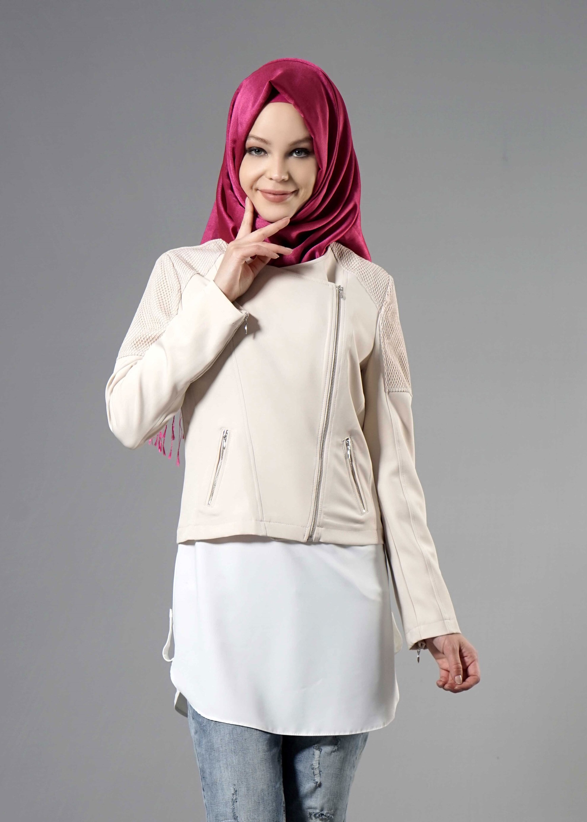 Tesettür giyim BEJ 4398 Dilma Tesettür 43551 Ceket 36/42(38-40) TEK36