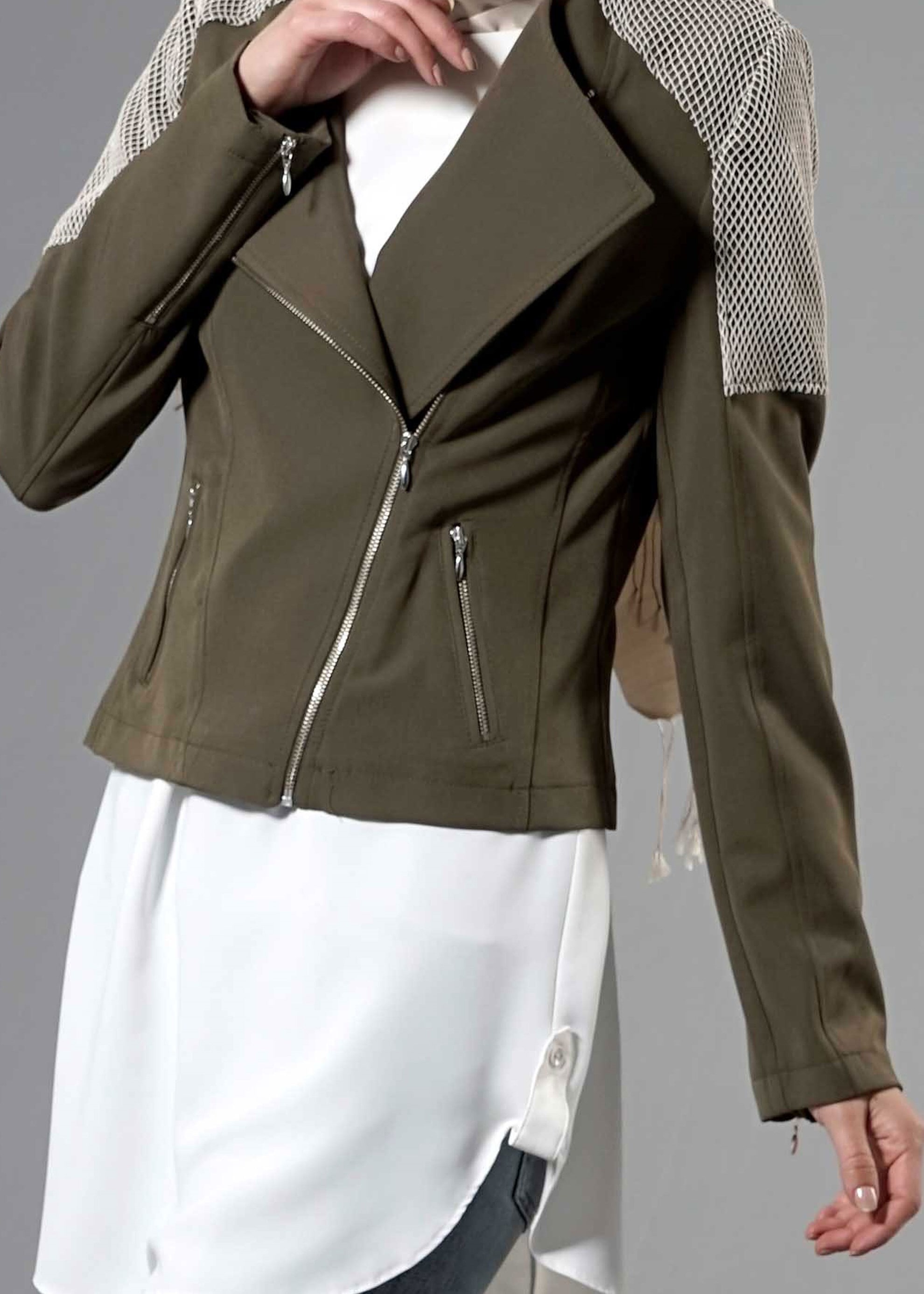 Tesettür giyim HAKİ 4398 Dilma Tesettür 43551 Ceket 36/42(38-40) TEK36