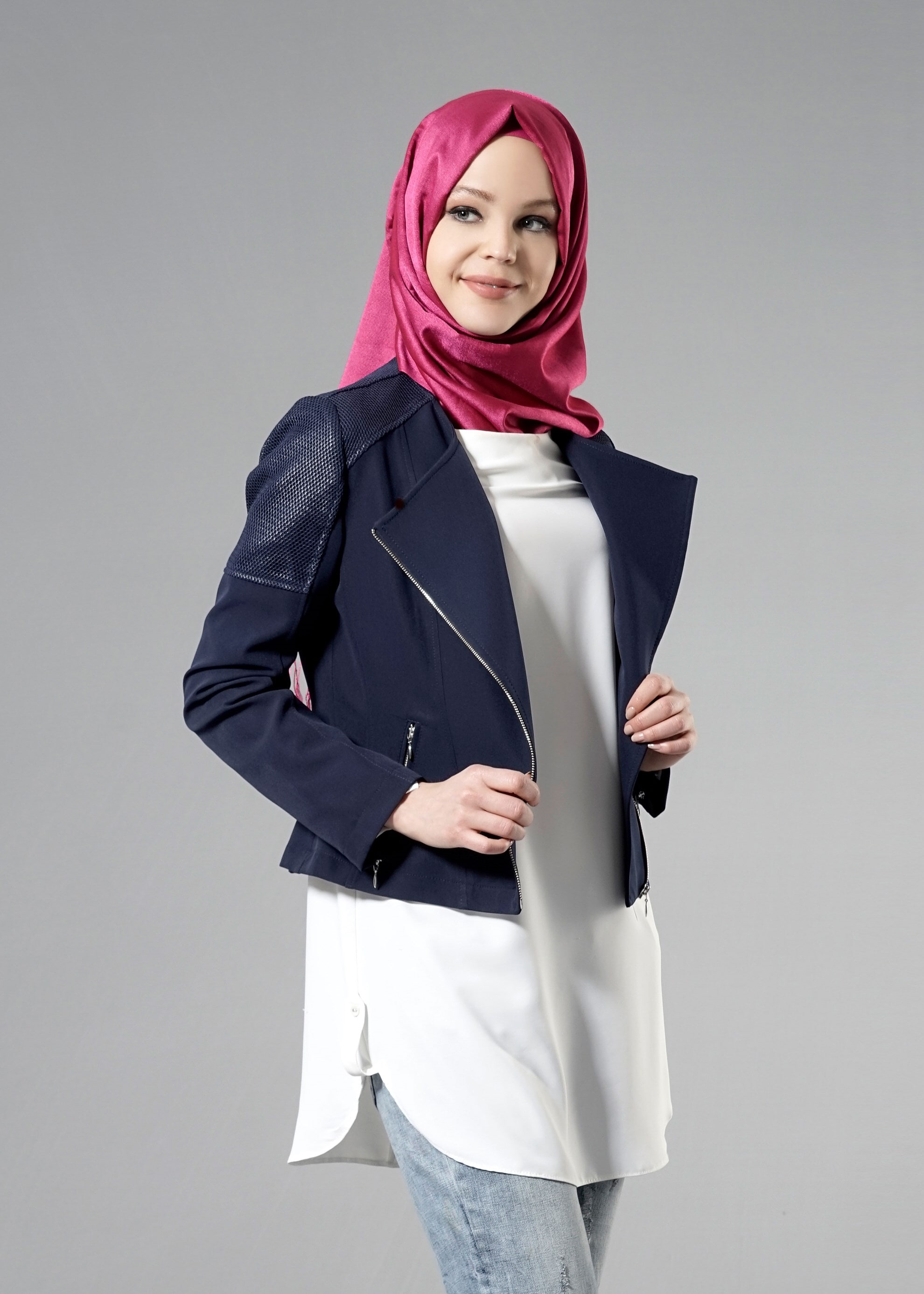 Tesettür giyim LACİVERT 4398 Dilma Tesettür 43551 Ceket 36/42(38-40) TEK36