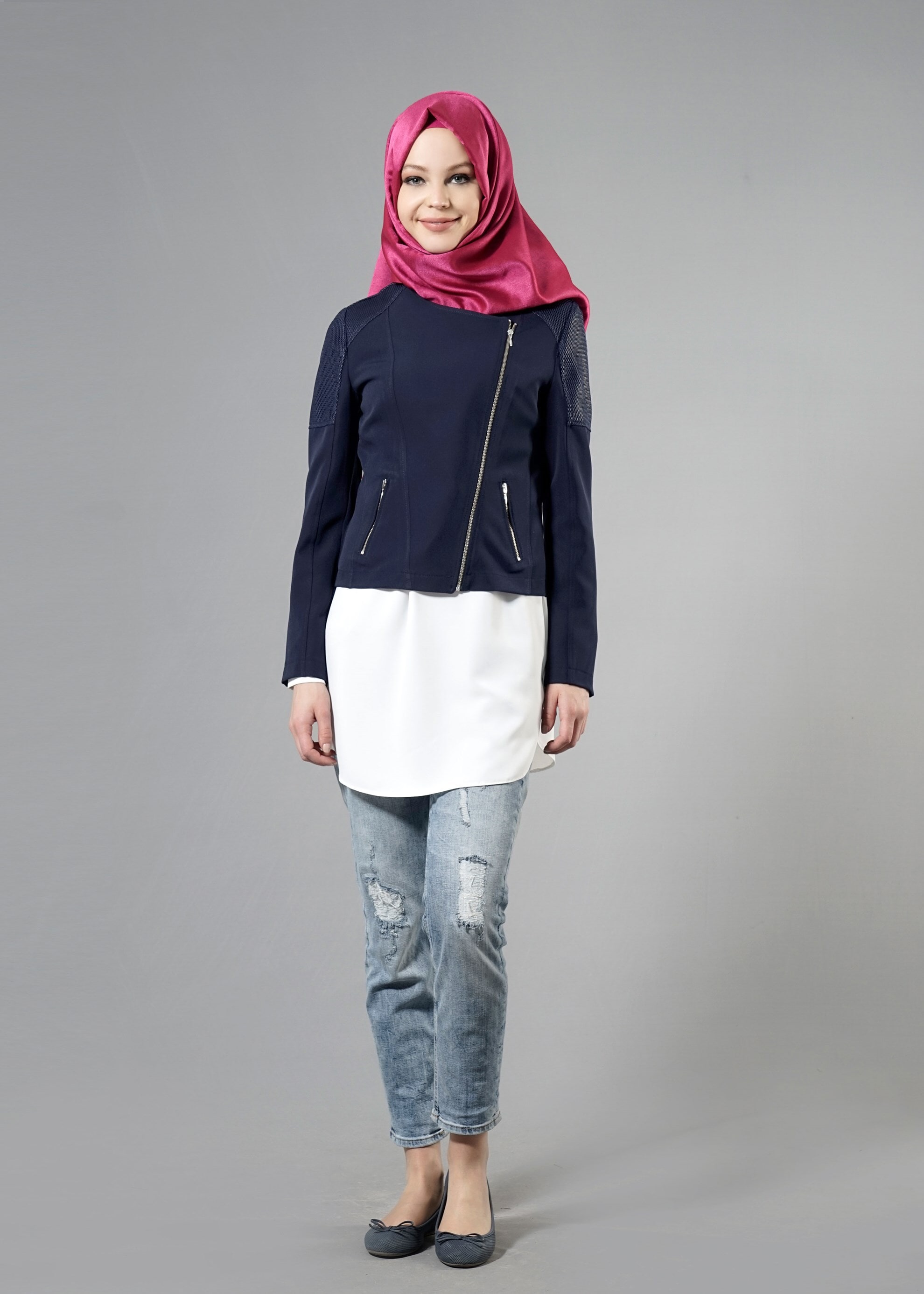 Tesettür giyim LACİVERT 4398 Dilma Tesettür 43551 Ceket 36/42(38-40) TEK36