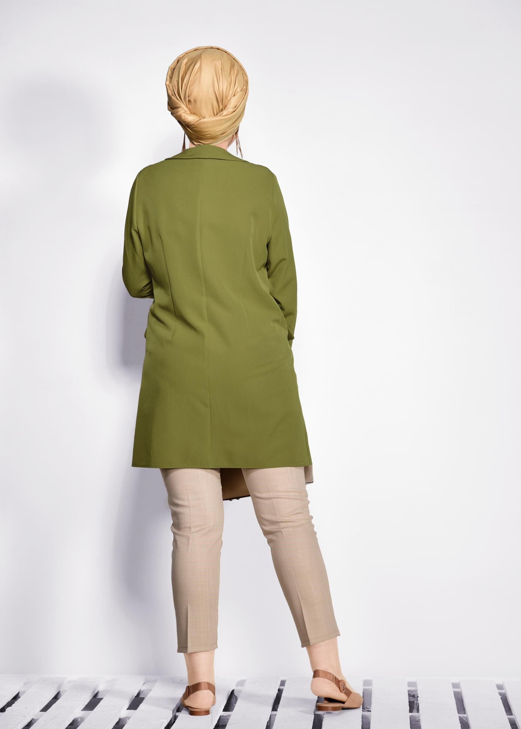 Tesettür giyim YEŞİL 4444 Dilma Tesettür Ceket 36/44(38-40) TEK42