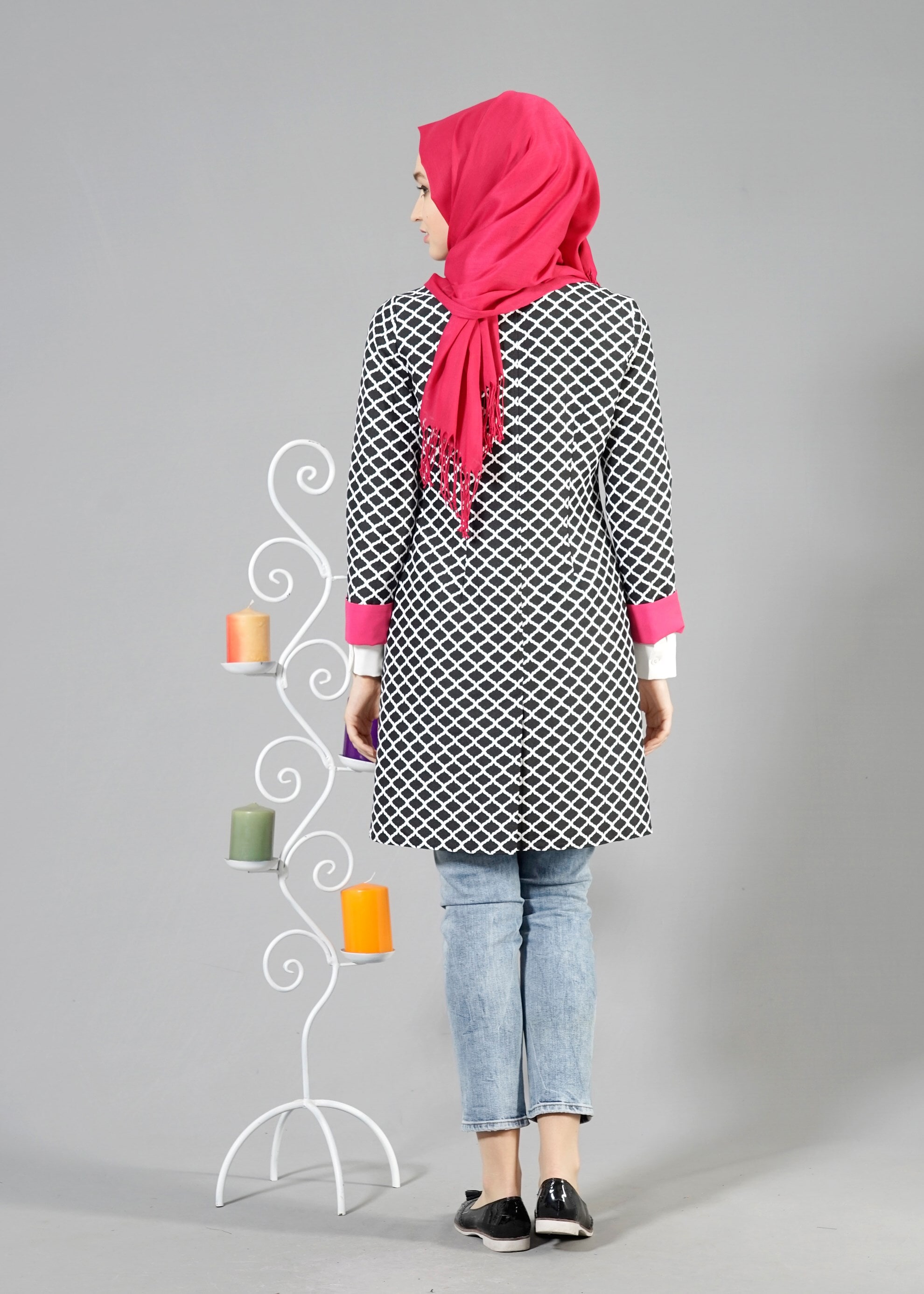 Tesettür giyim PUDRA 4523 JAKAR DES.6 CEKET 38/44 TEK40