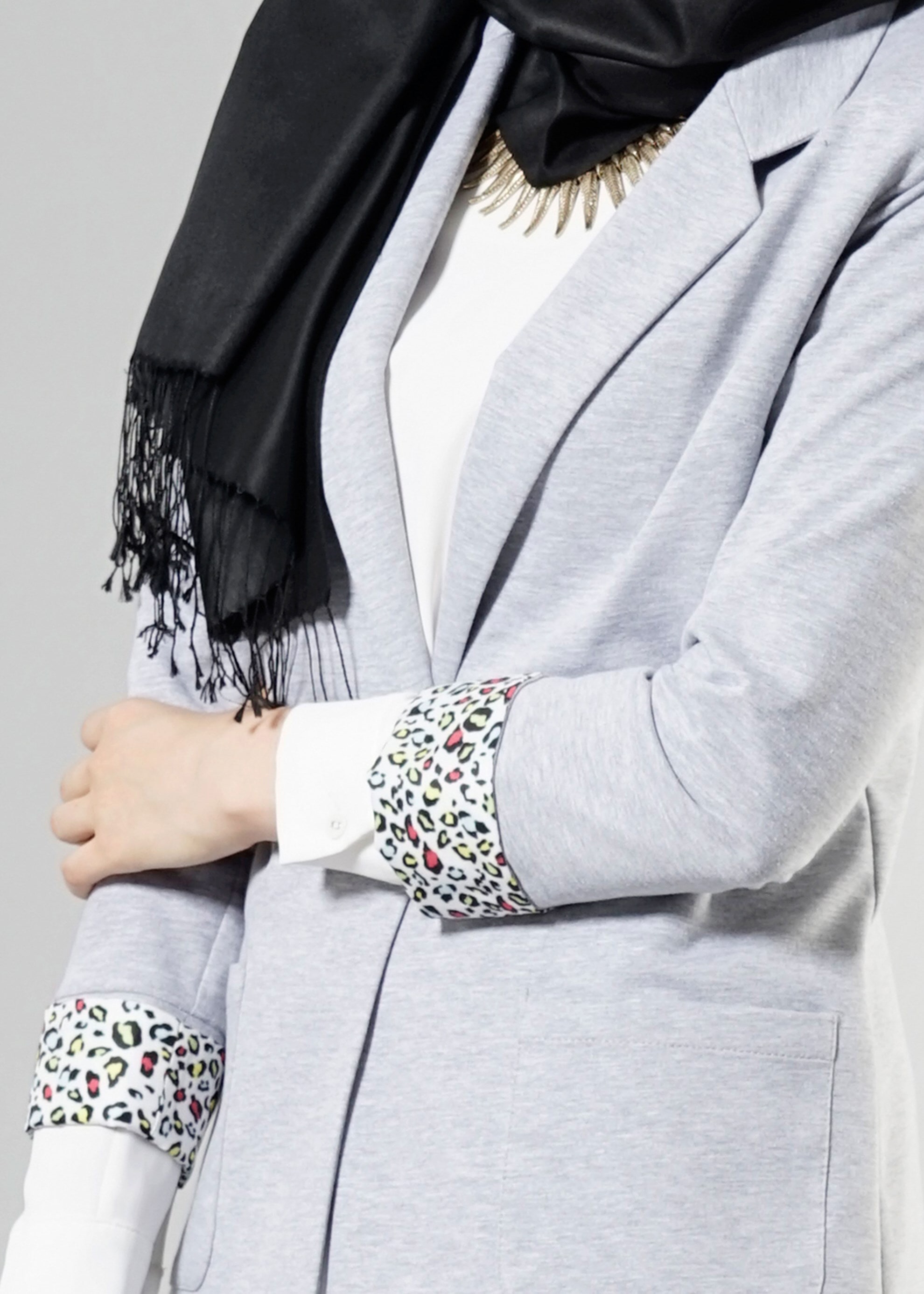 Tesettür giyim GRİ 4524 Hilda Tesettür Ceket 36/44(38-40) TEK42