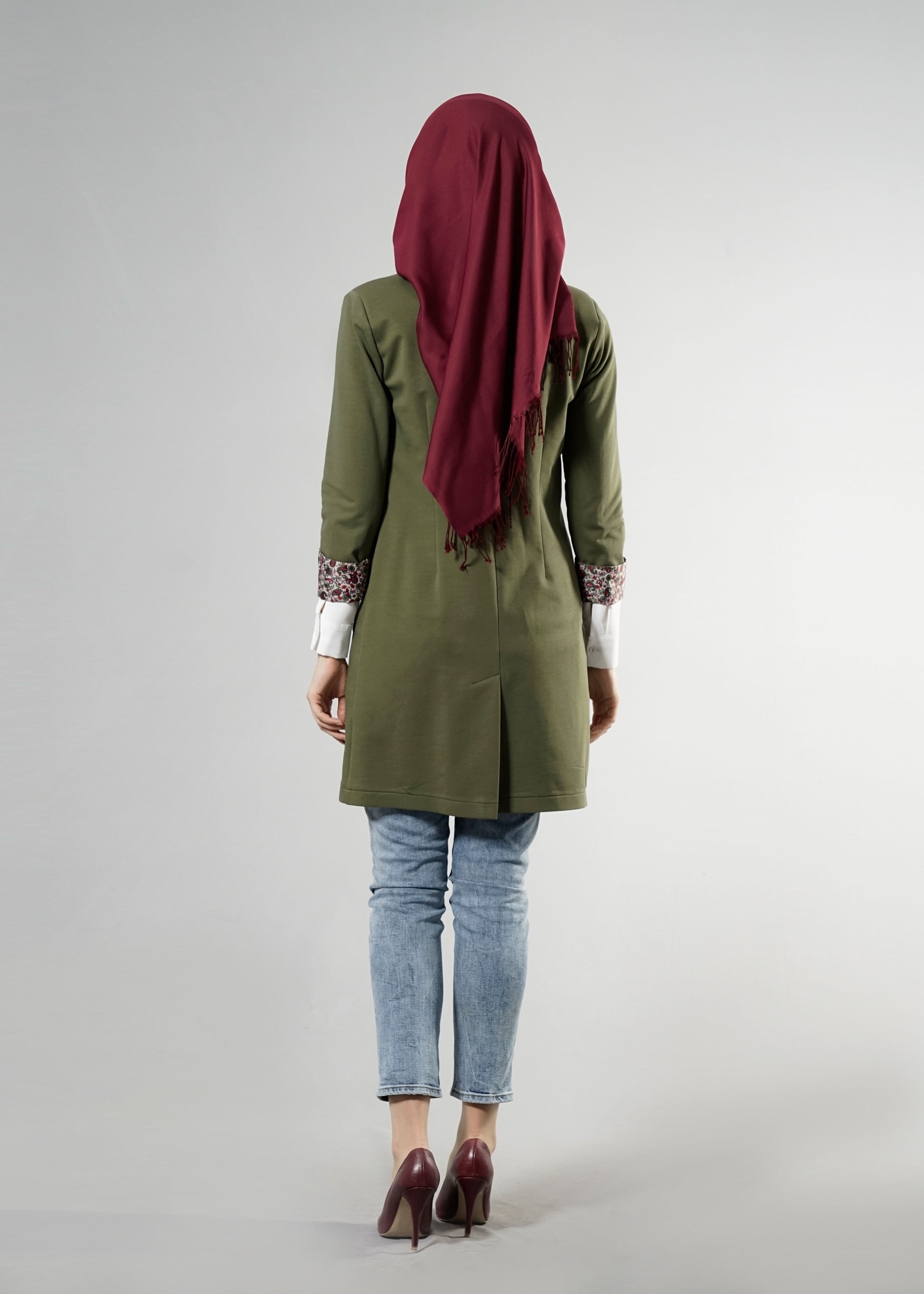 Tesettür giyim HAKİ 4524 Hilda Tesettür Ceket 36/44(38-40) TEK42