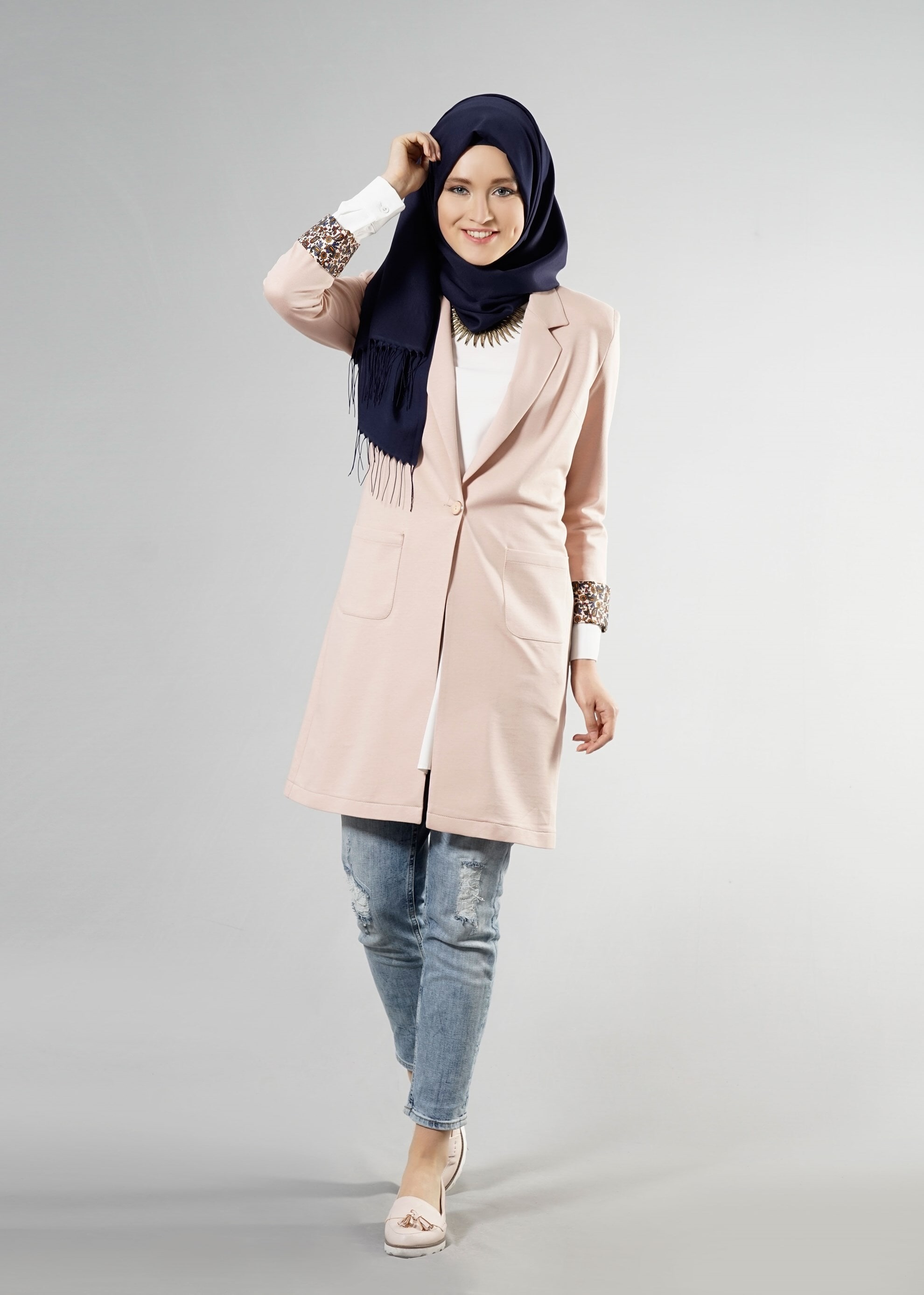 Tesettür giyim PUDRA 4524 Hilda Tesettür Ceket 36/44(38-40) TEK42
