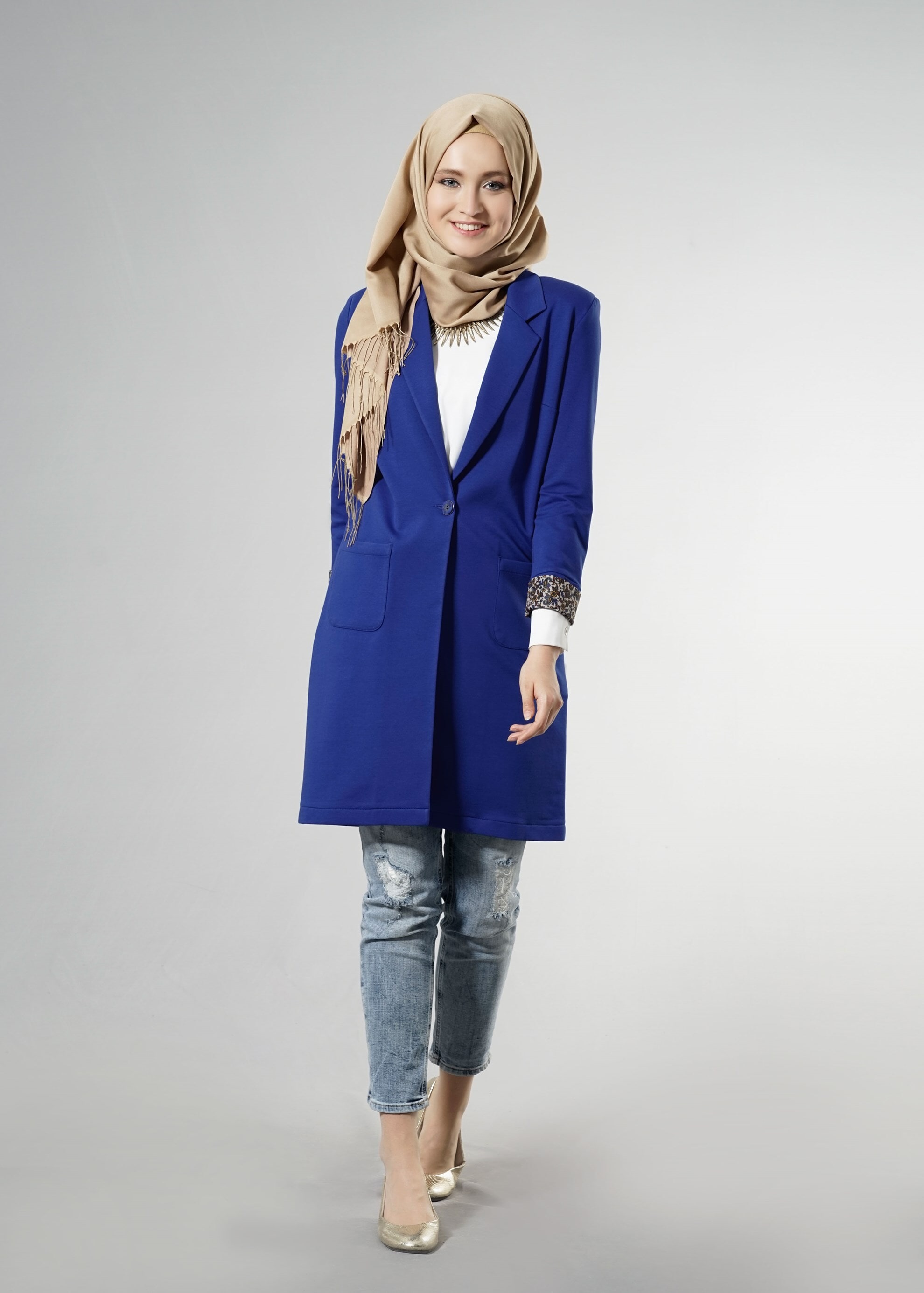 Tesettür giyim LACİVERT 4524 Hilda Tesettür Ceket 36/44(38-40) TEK42
