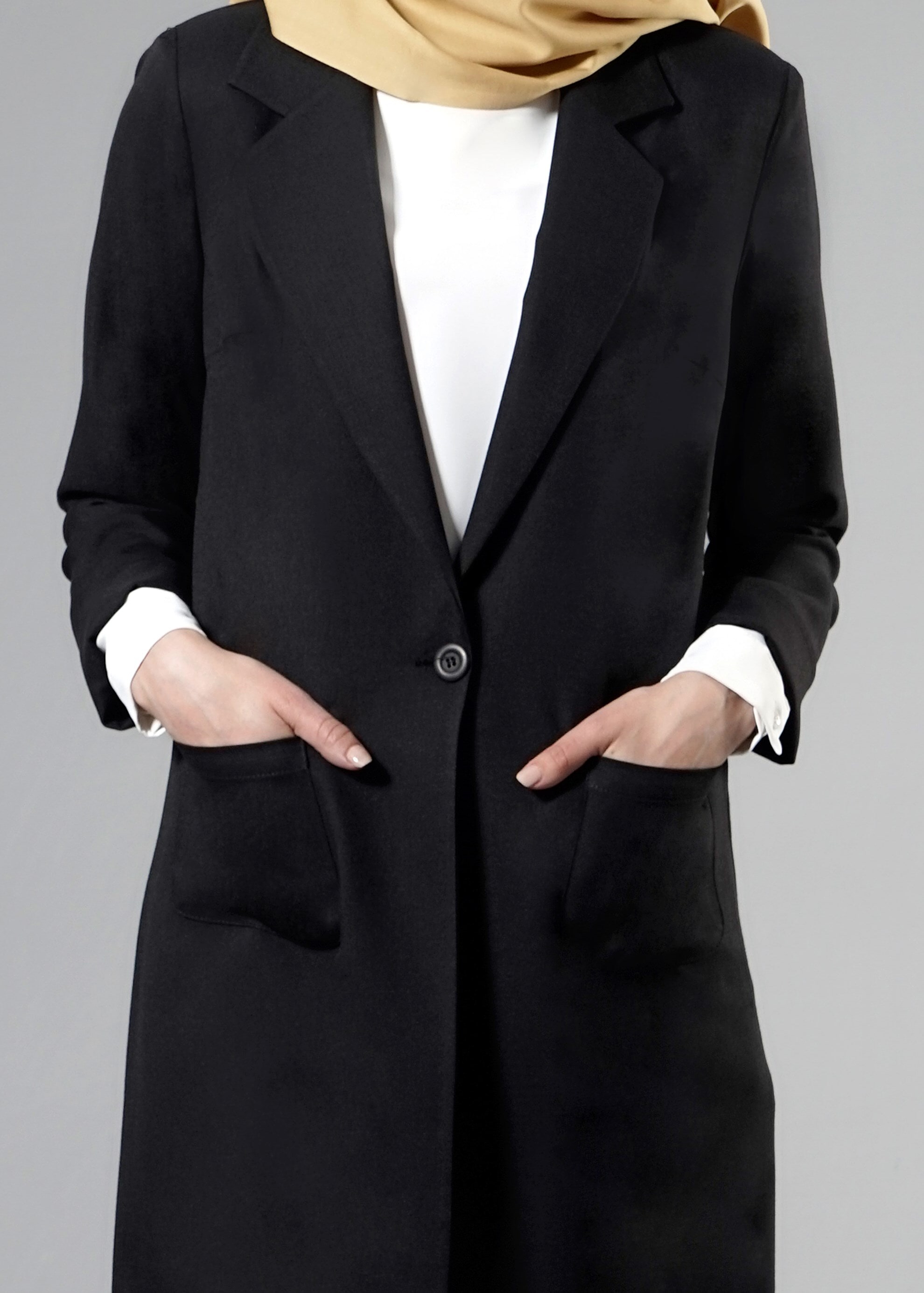 Tesettür giyim SİYAH 4525 New Shine Tesettür Ceket 38/46 TEK40