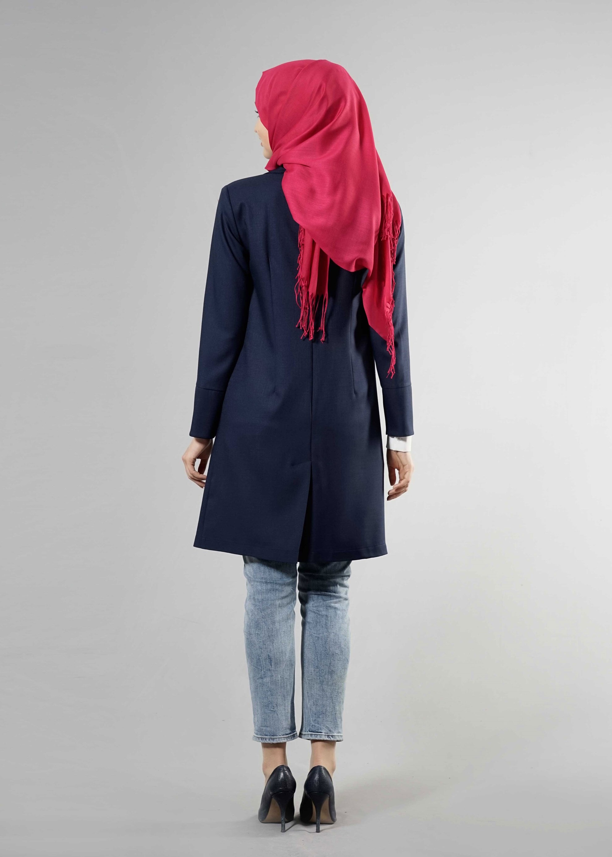 Tesettür giyim LACİVERT 4525 New Shine Tesettür Ceket 38/46 TEK40