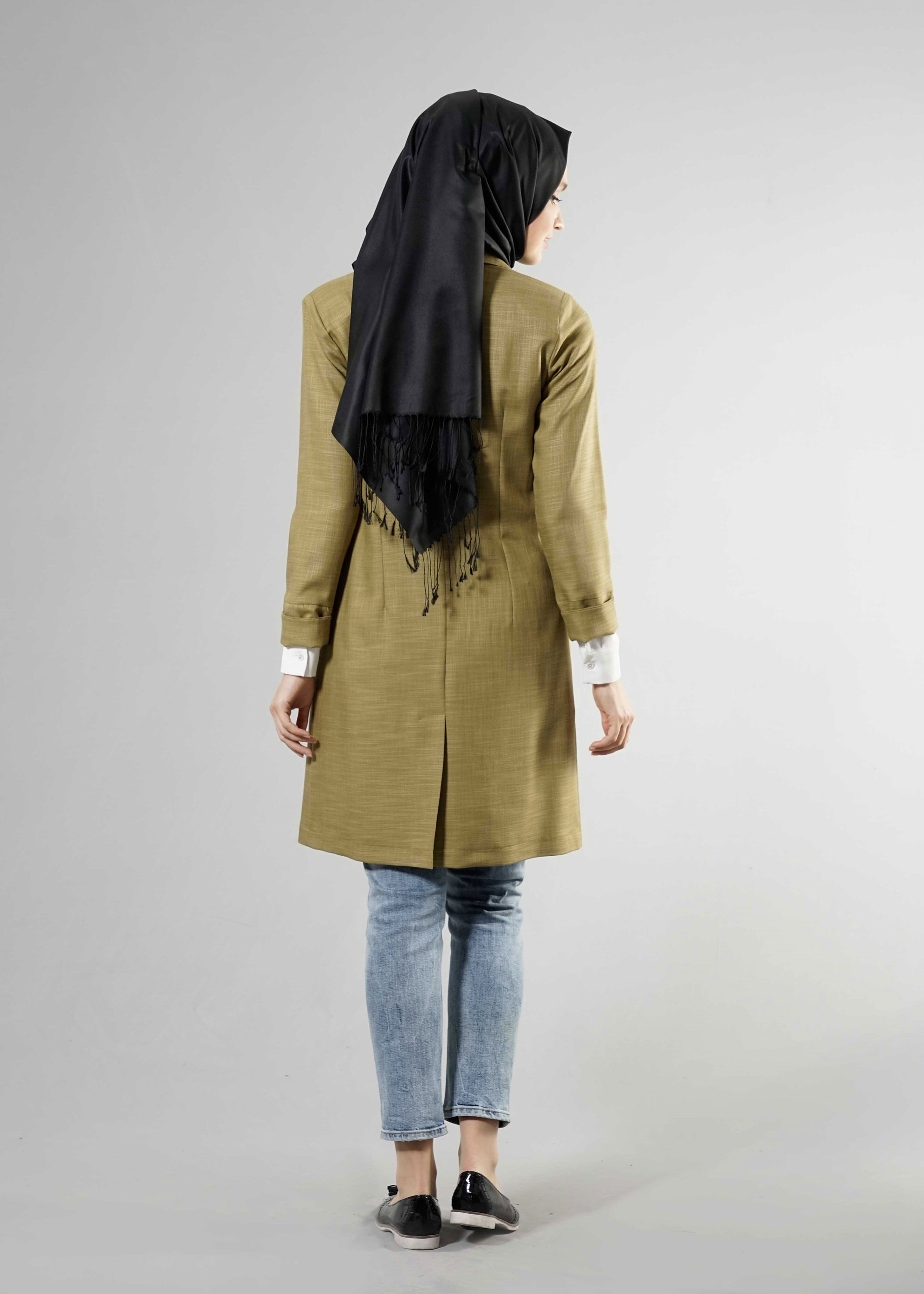 Tesettür giyim YEŞİL 4525 New Shine Tesettür Ceket 38/46 TEK40